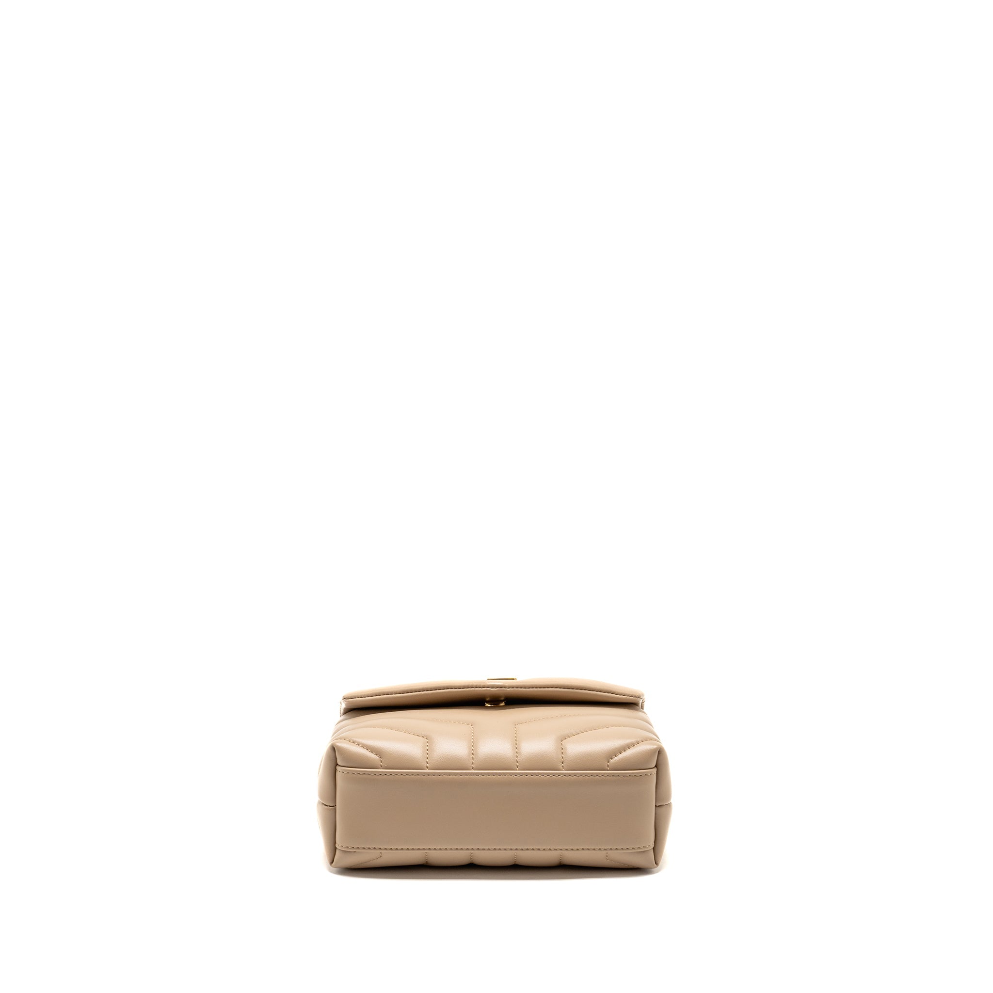SAINT LAURENT/YSL MINI TOY LOULOU STRAP BAG CALFSKIN DARK BEIGE GHW
