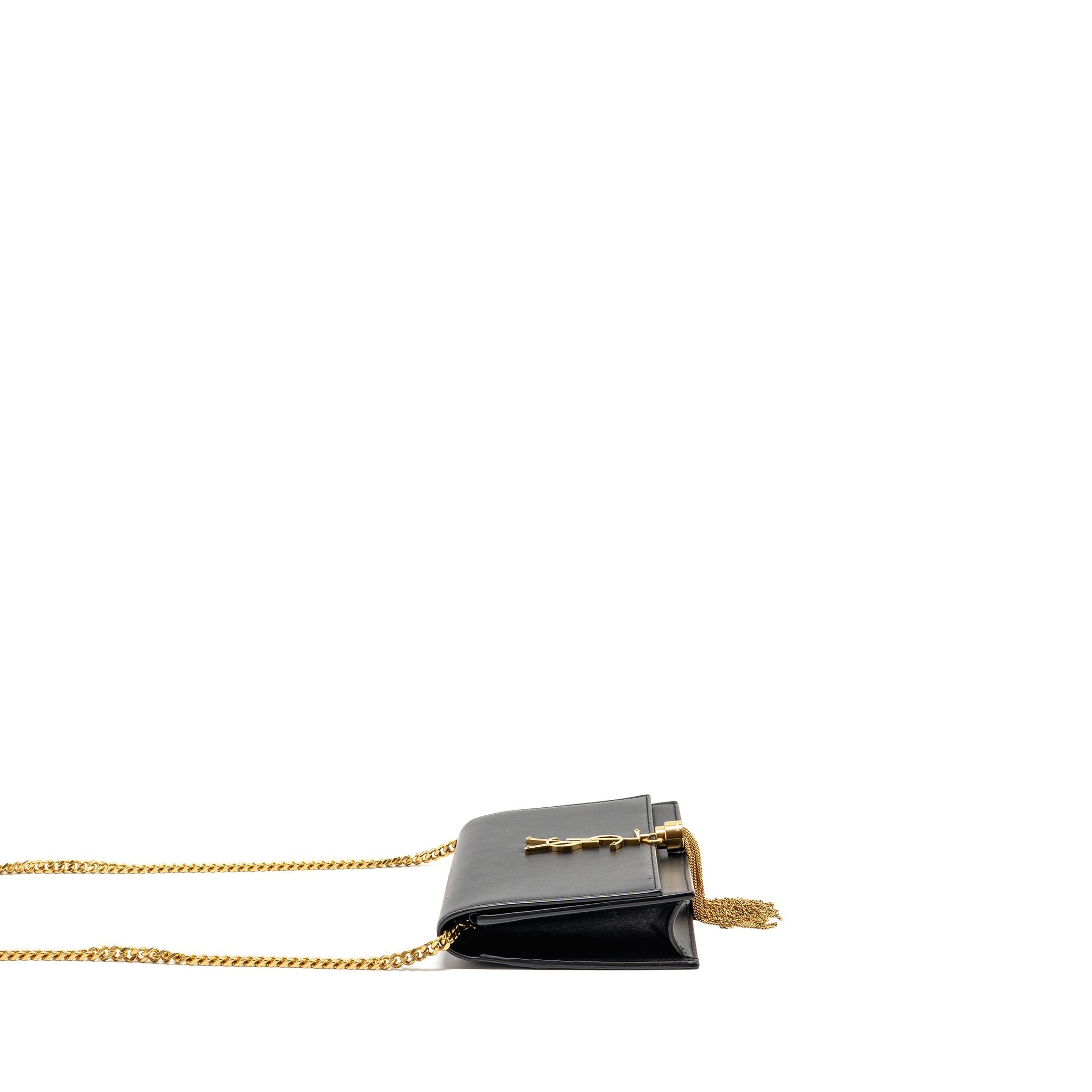 SAINT LAURENT/YSL SMALL TASSEL KATE BAG CALFSKIN BLACK GHW