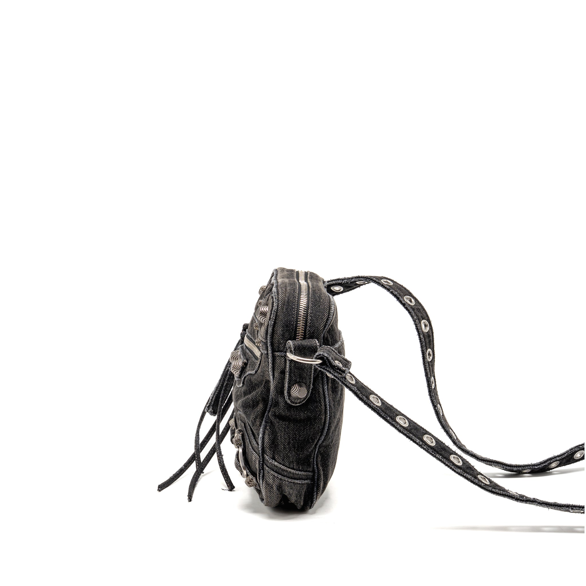BALENCIAGA LE CAGOLE CROSSBODY BAG DENIM BLACK SHW