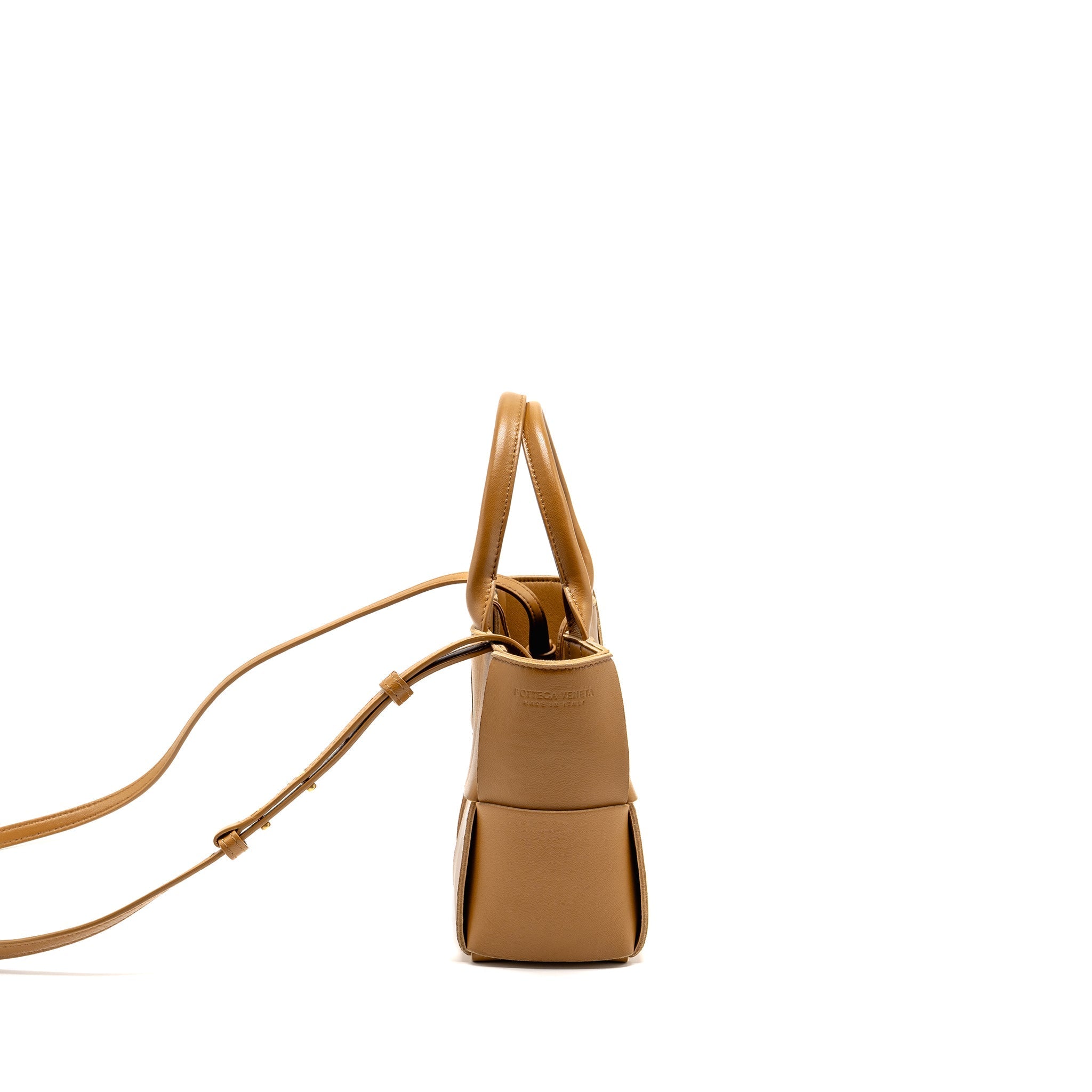 BOTTEGA VENETA MINI ARCO TOTE LAMBSKIN CAMEL GHW