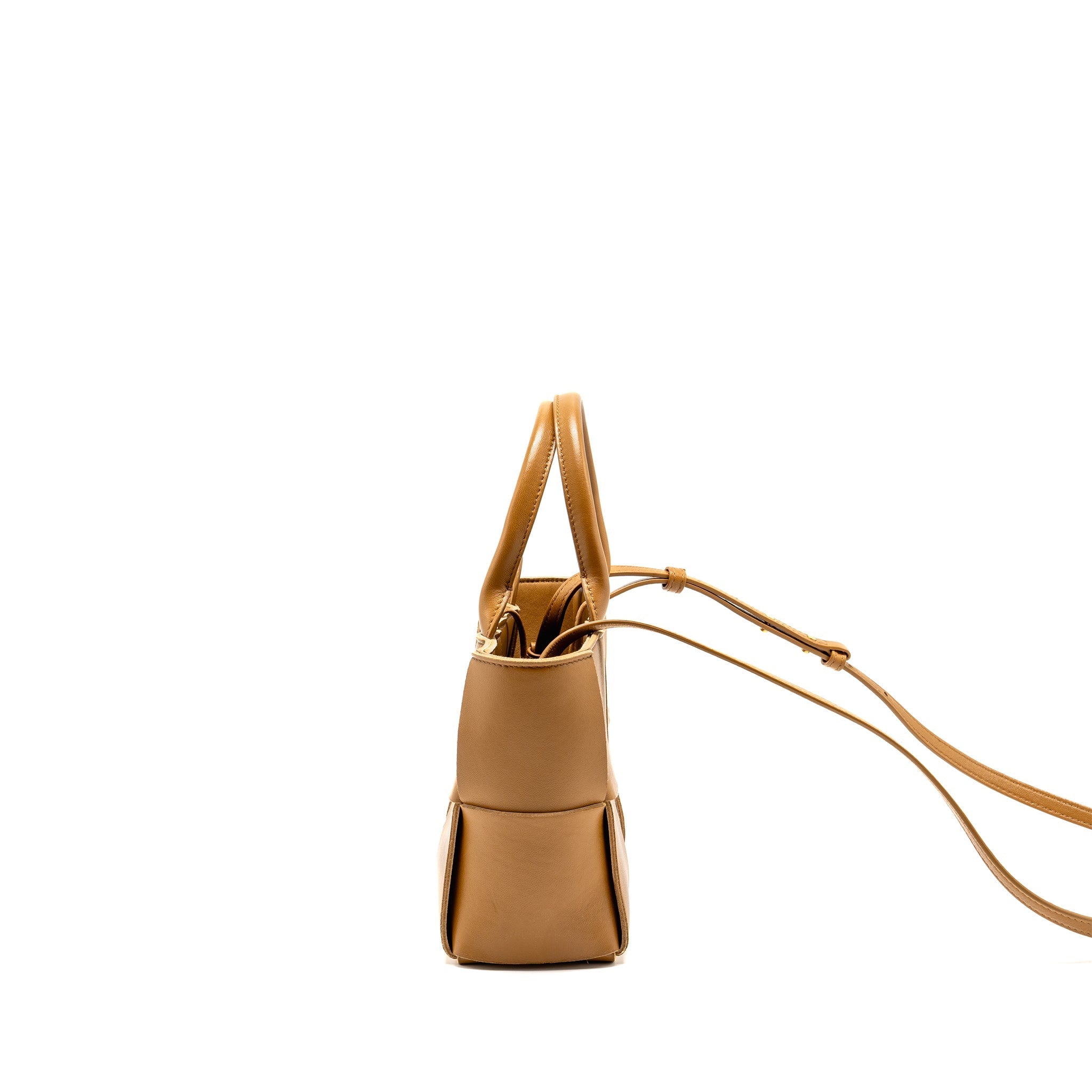 BOTTEGA VENETA MINI ARCO TOTE LAMBSKIN CAMEL GHW
