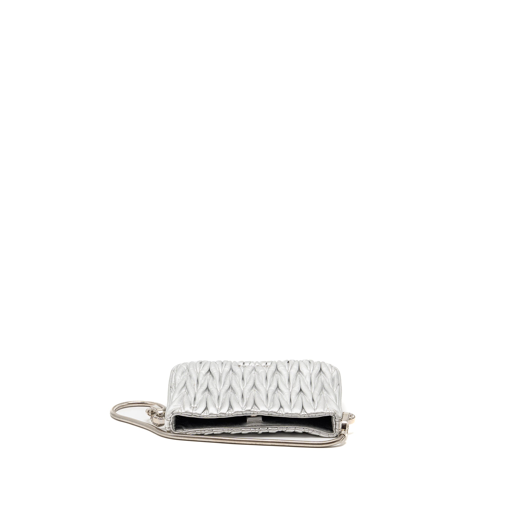 MIU MIU SASSY BAG MATELASSE NAPA LEATHER SILVER SHW