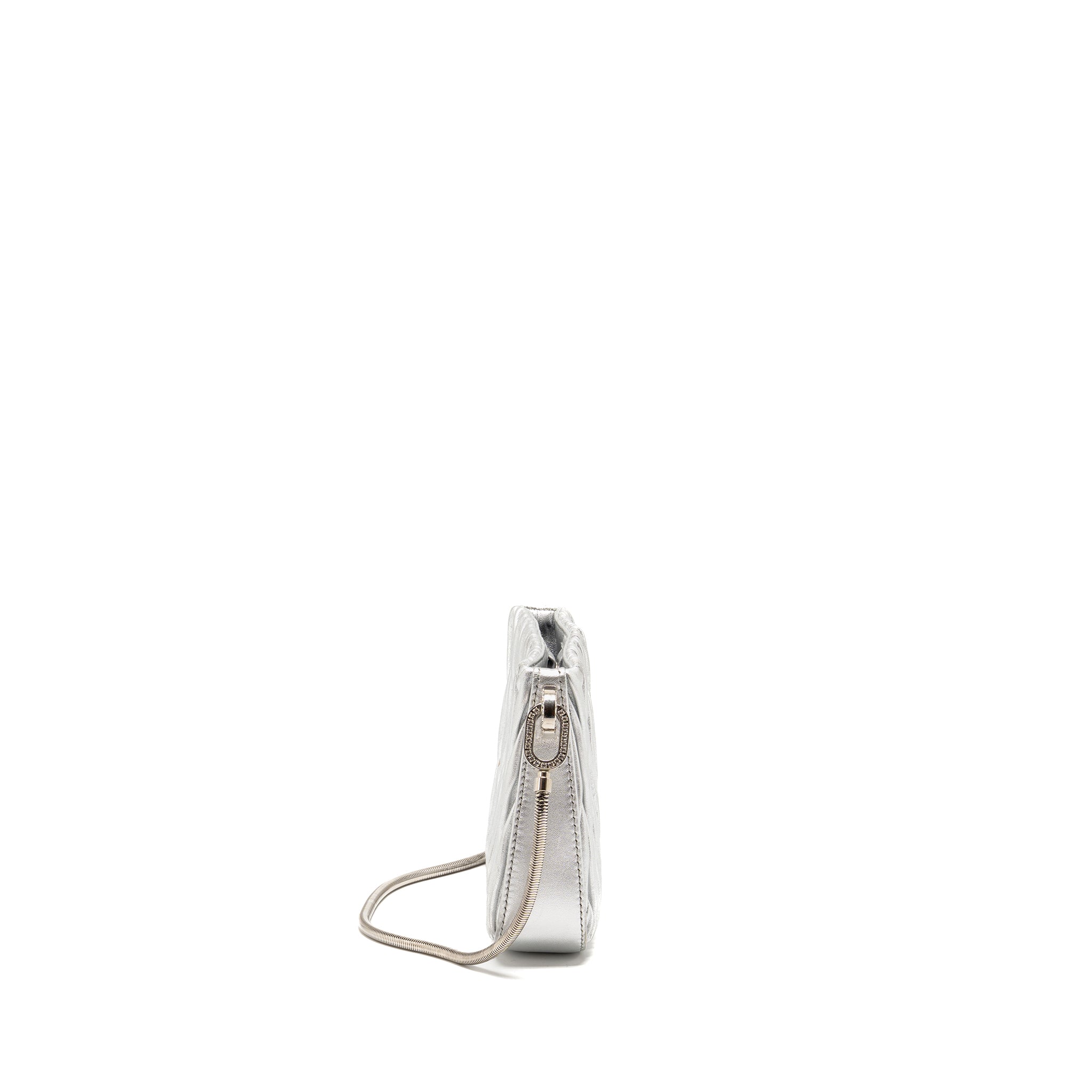 MIU MIU SASSY BAG MATELASSE NAPA LEATHER SILVER SHW