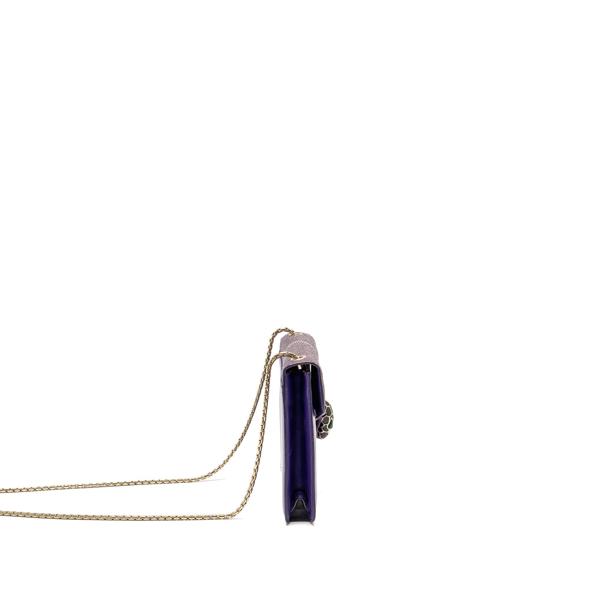 BVLGARI SERPENTI FOREVER BAG CRYSTAL GALUCHAT/CALFSKIN PURPLE LGHW