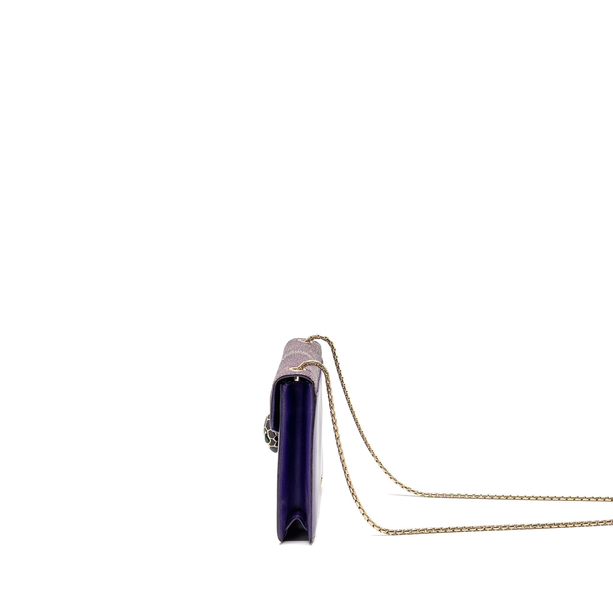 BVLGARI SERPENTI FOREVER BAG CRYSTAL GALUCHAT/CALFSKIN PURPLE LGHW