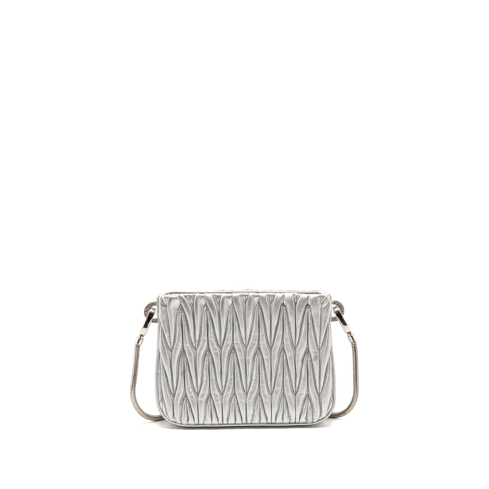 MIU MIU SASSY BAG MATELASSE NAPA LEATHER SILVER SHW