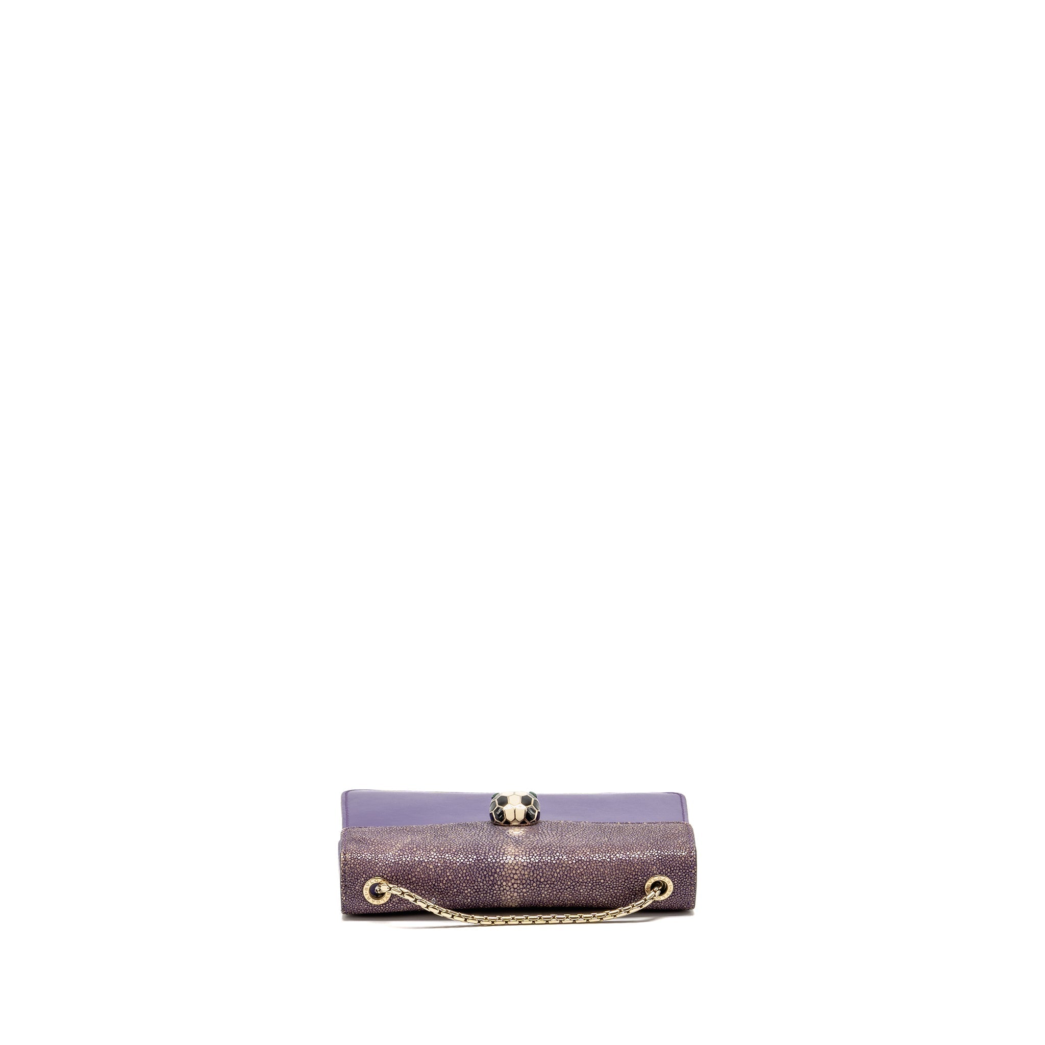 BVLGARI SERPENTI FOREVER BAG CRYSTAL GALUCHAT/CALFSKIN PURPLE LGHW