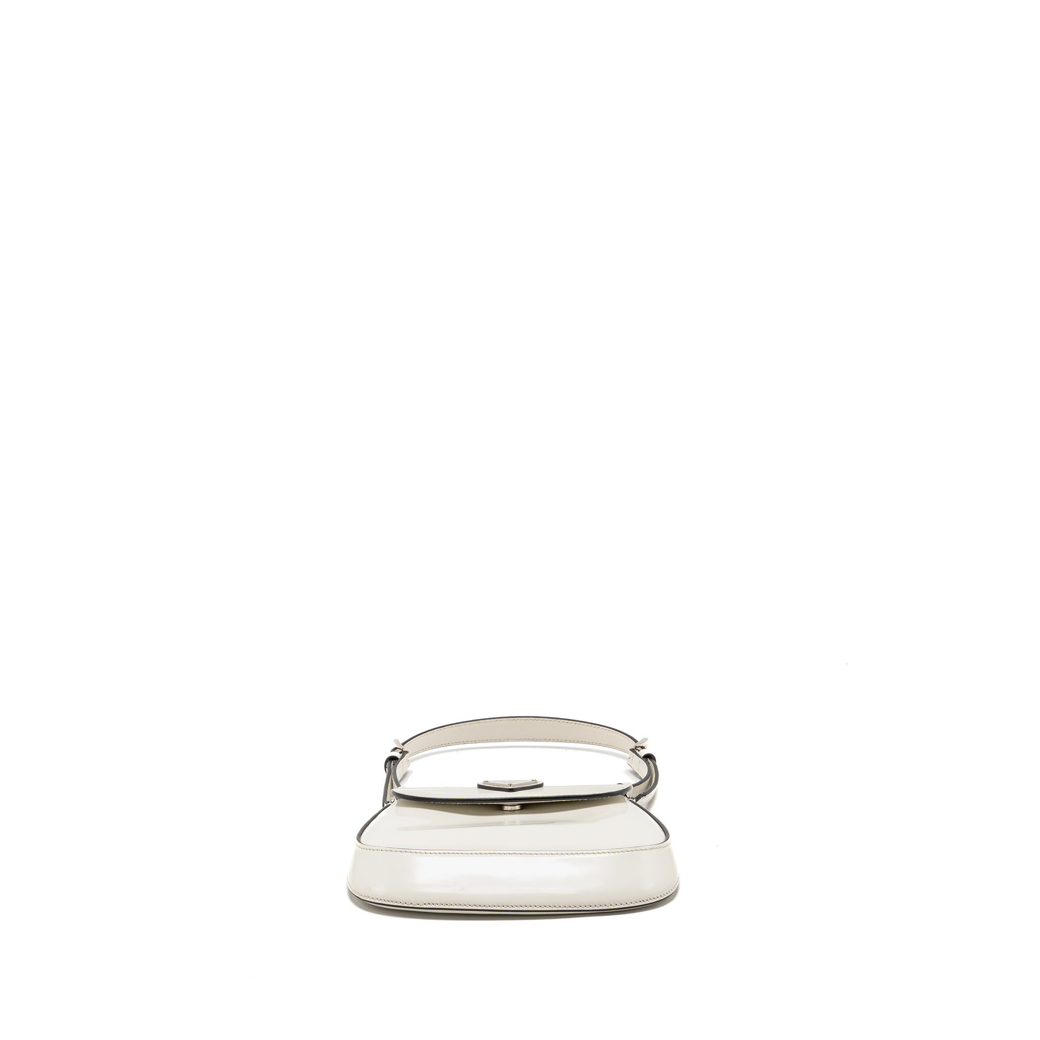 PRADA MINI CLEO SHOULDER BAG BRUSHED LEATHER WHITE SHW