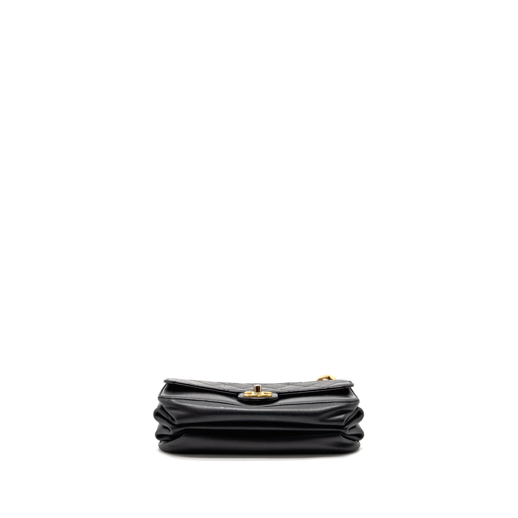 CHANEL QUILTED FLAP BAG WITH GIANT CHAIN HANDLE CALFSKIN BLACK GHW