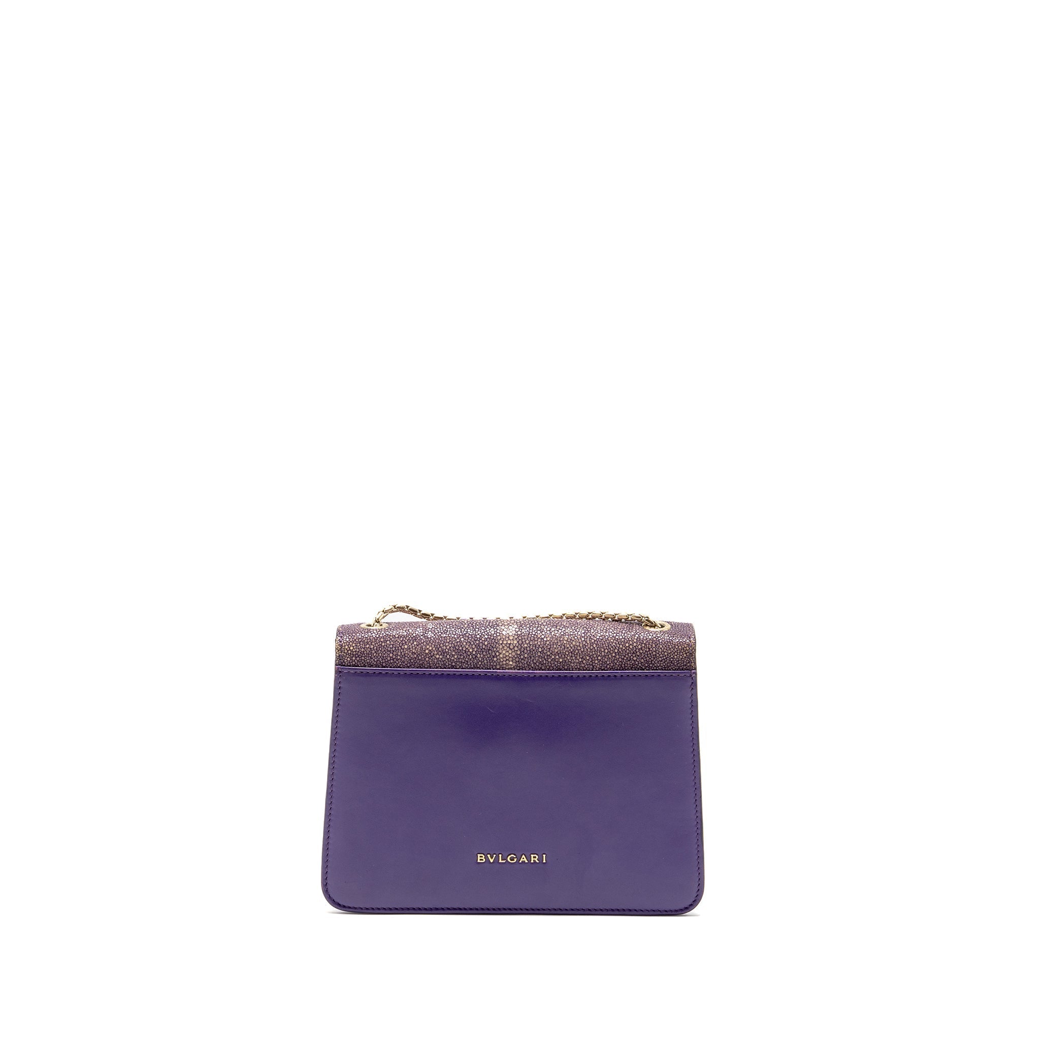 BVLGARI SERPENTI FOREVER BAG CRYSTAL GALUCHAT/CALFSKIN PURPLE LGHW