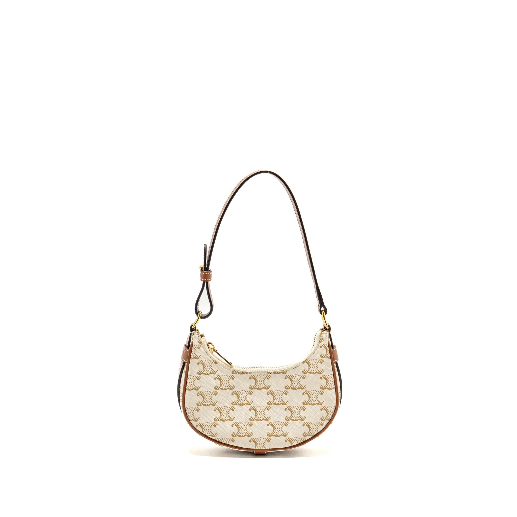 CELINE MINI AVA BAG TRIOMPHE CANVAS/CALFSKIN WHITE/BROWN GHW
