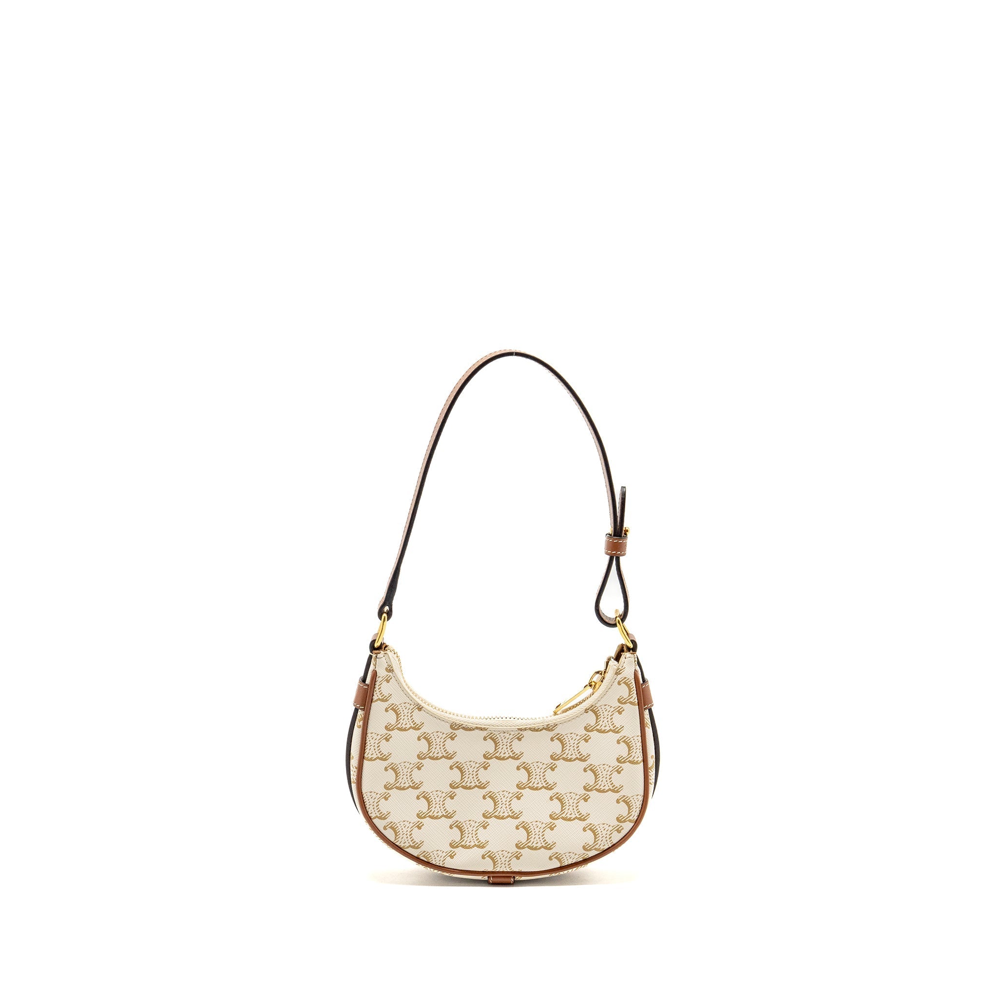 CELINE MINI AVA BAG TRIOMPHE CANVAS/CALFSKIN WHITE/BROWN GHW