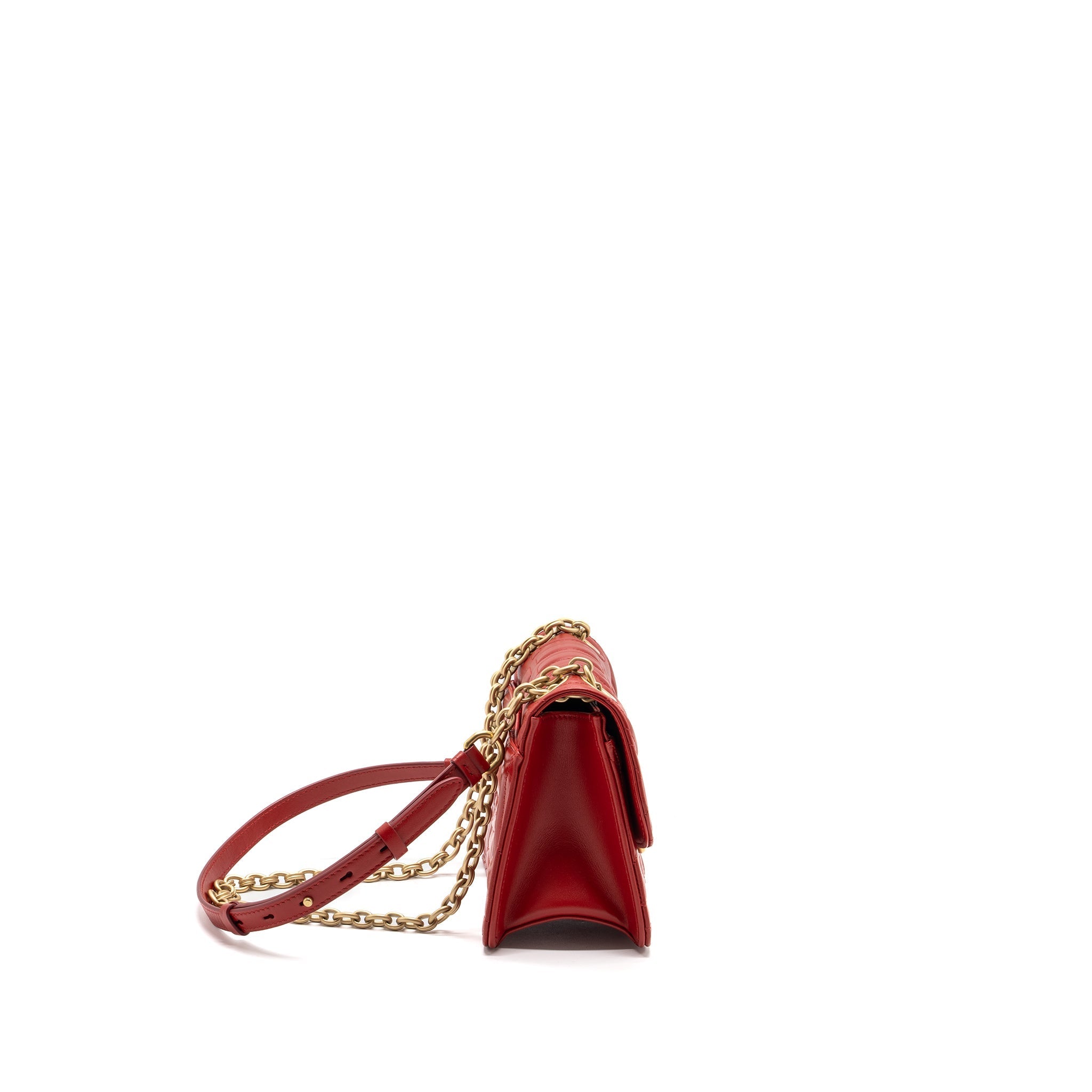 SALVATORE FERRAGAMO GLANCING SHOULDER BAG CALFSKIN RED GHW