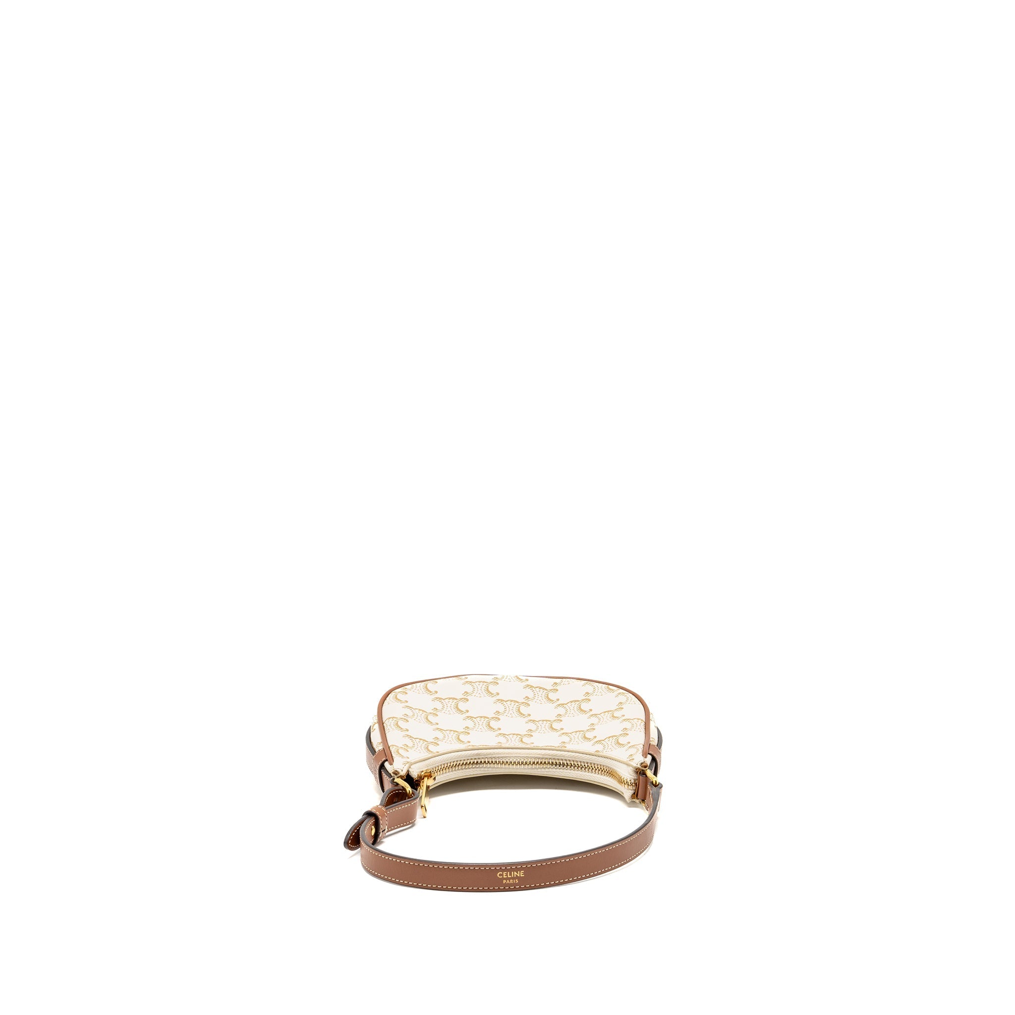 CELINE MINI AVA BAG TRIOMPHE CANVAS/CALFSKIN WHITE/BROWN GHW