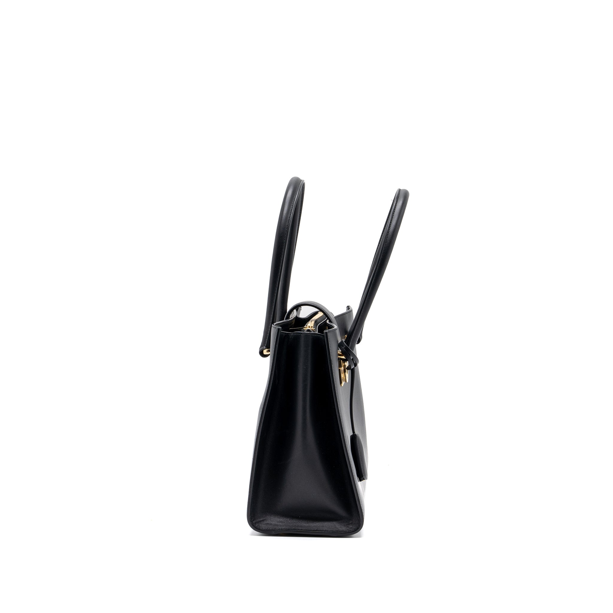 SALVATORE FERRAGAMO TOTE BAG CALFSKIN BLACK GHW
