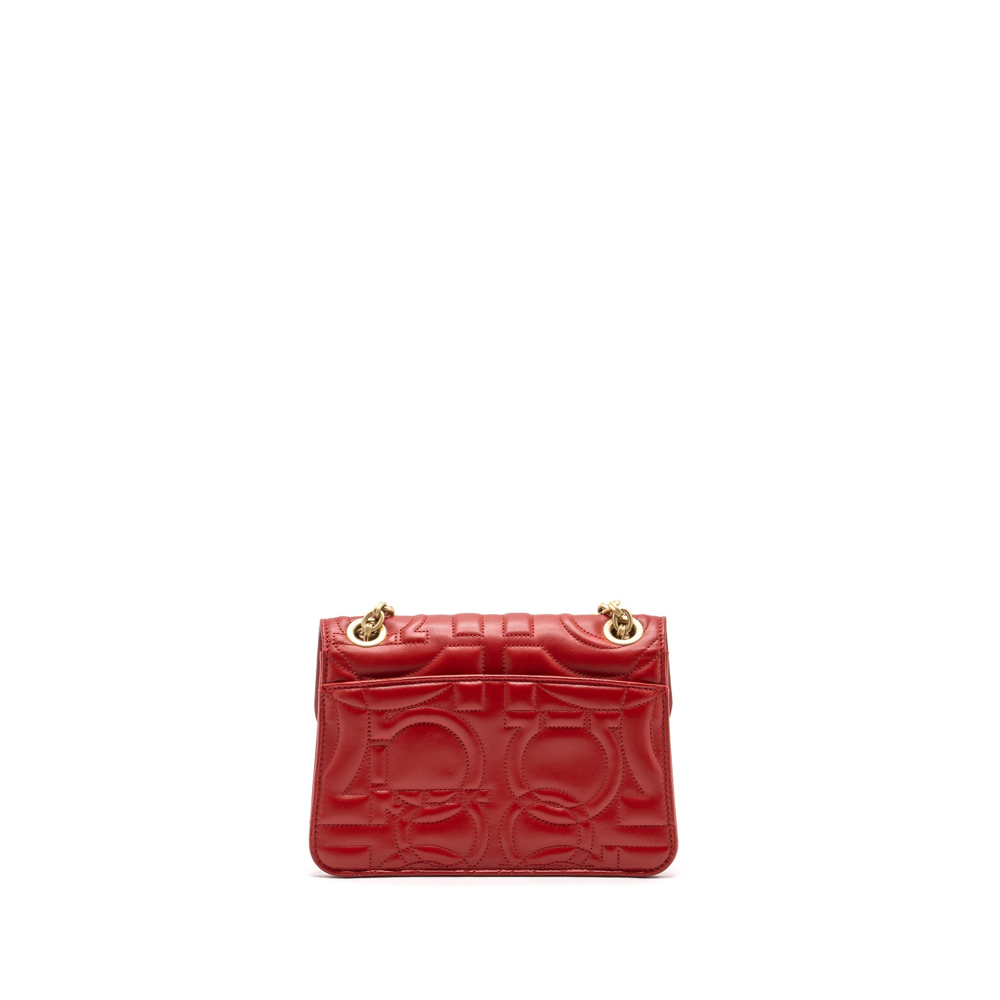 SALVATORE FERRAGAMO GLANCING SHOULDER BAG CALFSKIN RED GHW