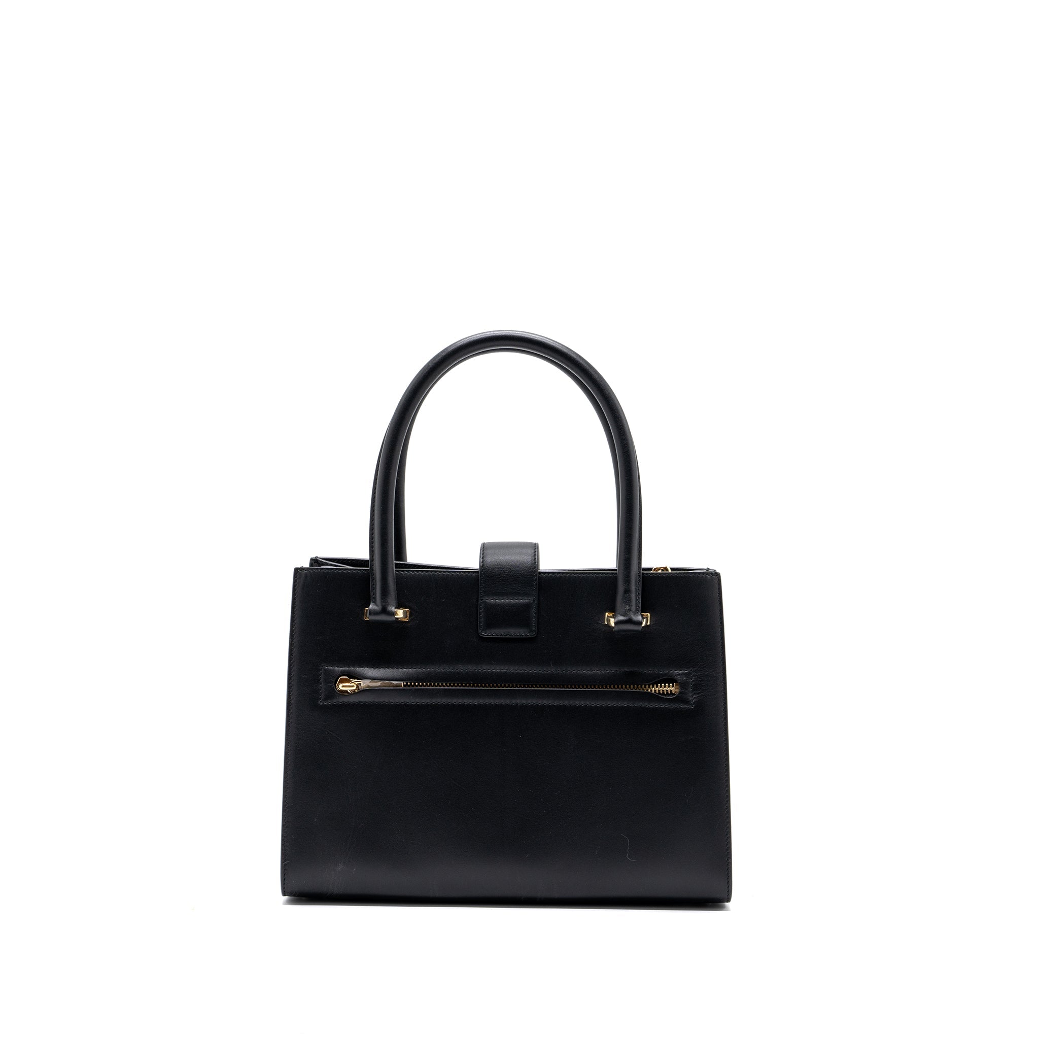 SALVATORE FERRAGAMO TOTE BAG CALFSKIN BLACK GHW