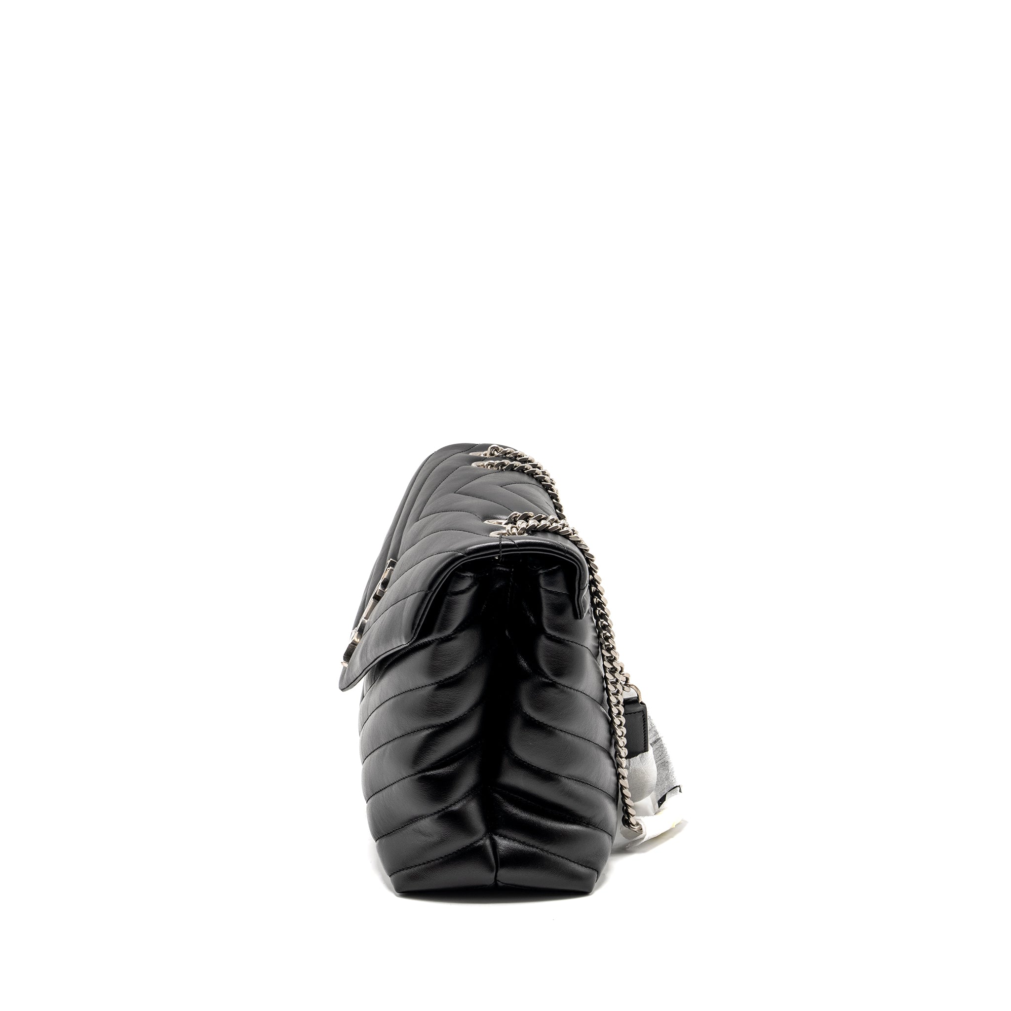 SAINT LAURENT/YSL MEDIUM LOULOU SHOULDER BAG CALFSKIN BLACK SHW