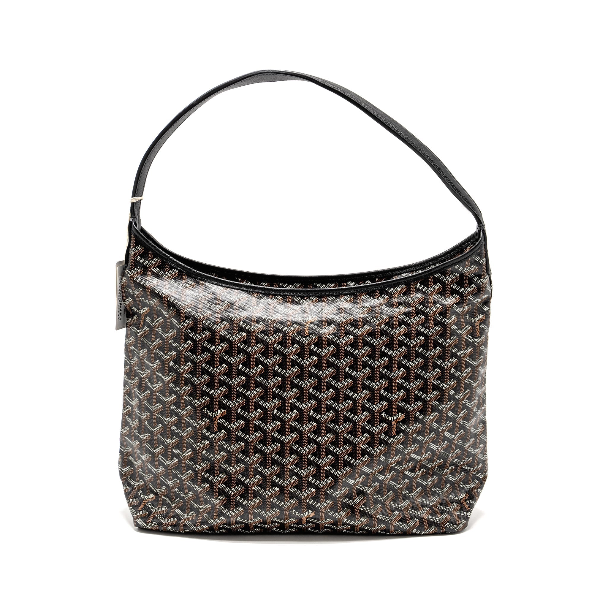 GOYARD BOHEME HOBO BAG GOYARDINE CANVAS/CALFSKIN BLACK SHW