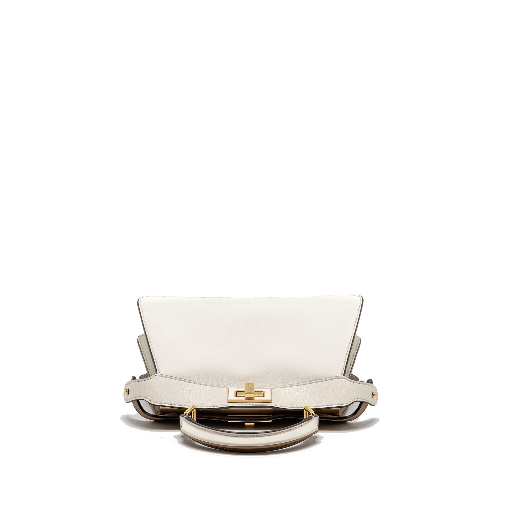 FENDI SMALL PEEKABOO ISEEU BAG NAPA LEATHER WHITE/BEIGE GHW