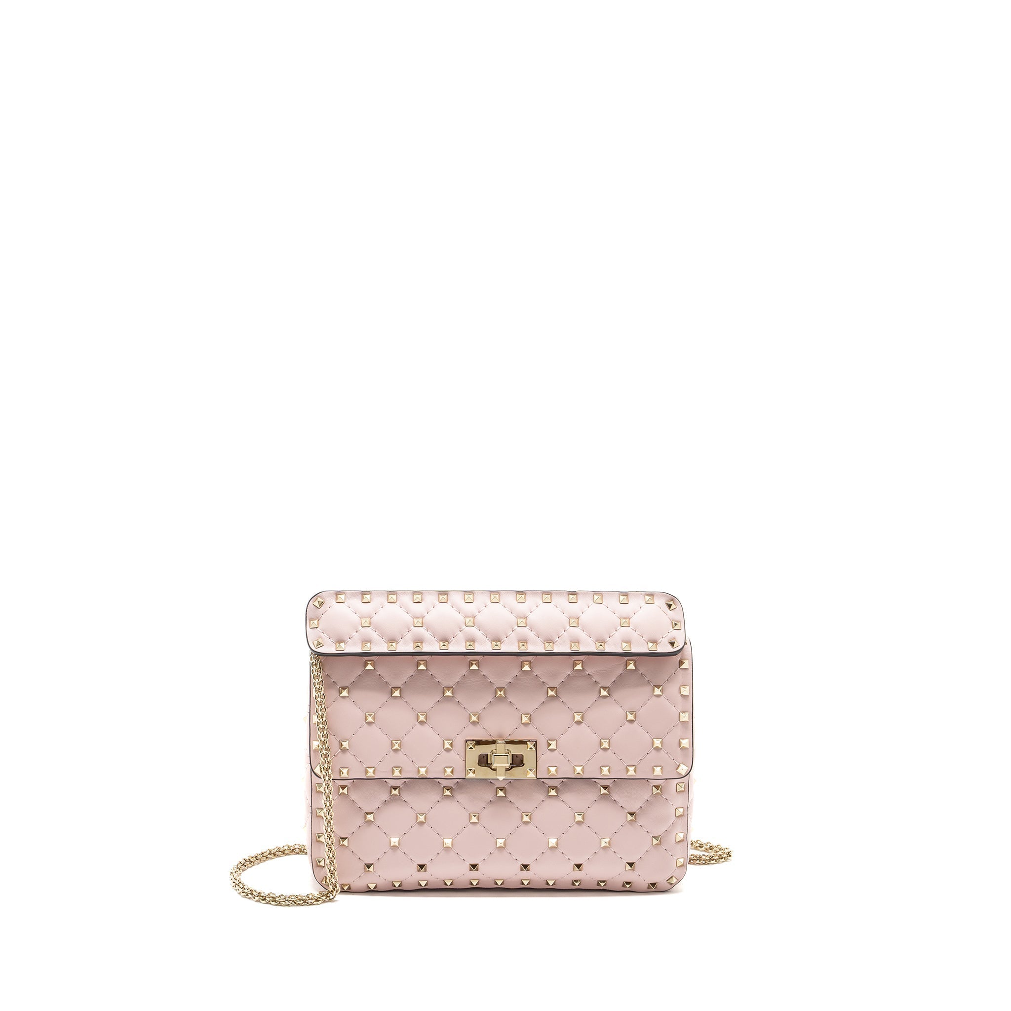 VALENTINO GARAVANI ROCKSTUD SPIKE SHOULDER BAG LEATHER PINK LGHW
