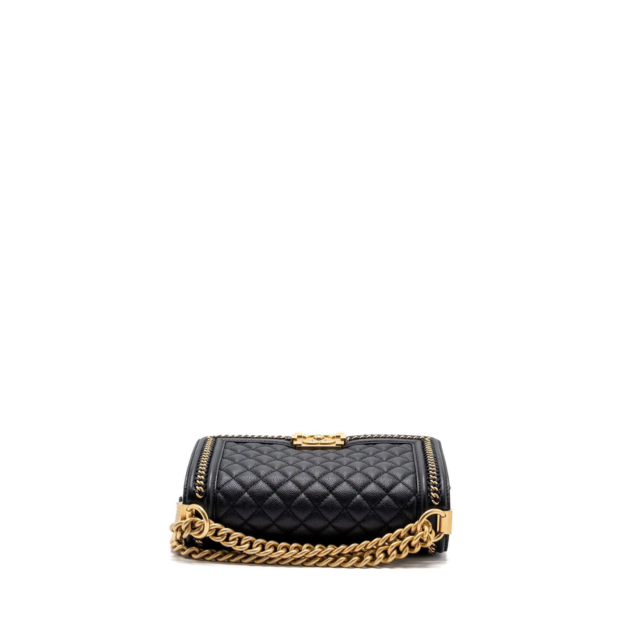 CHANEL MEDIUM BOY BAG LIMITED EDITION CAVIAR BLACK GHW (MICROCHIP)