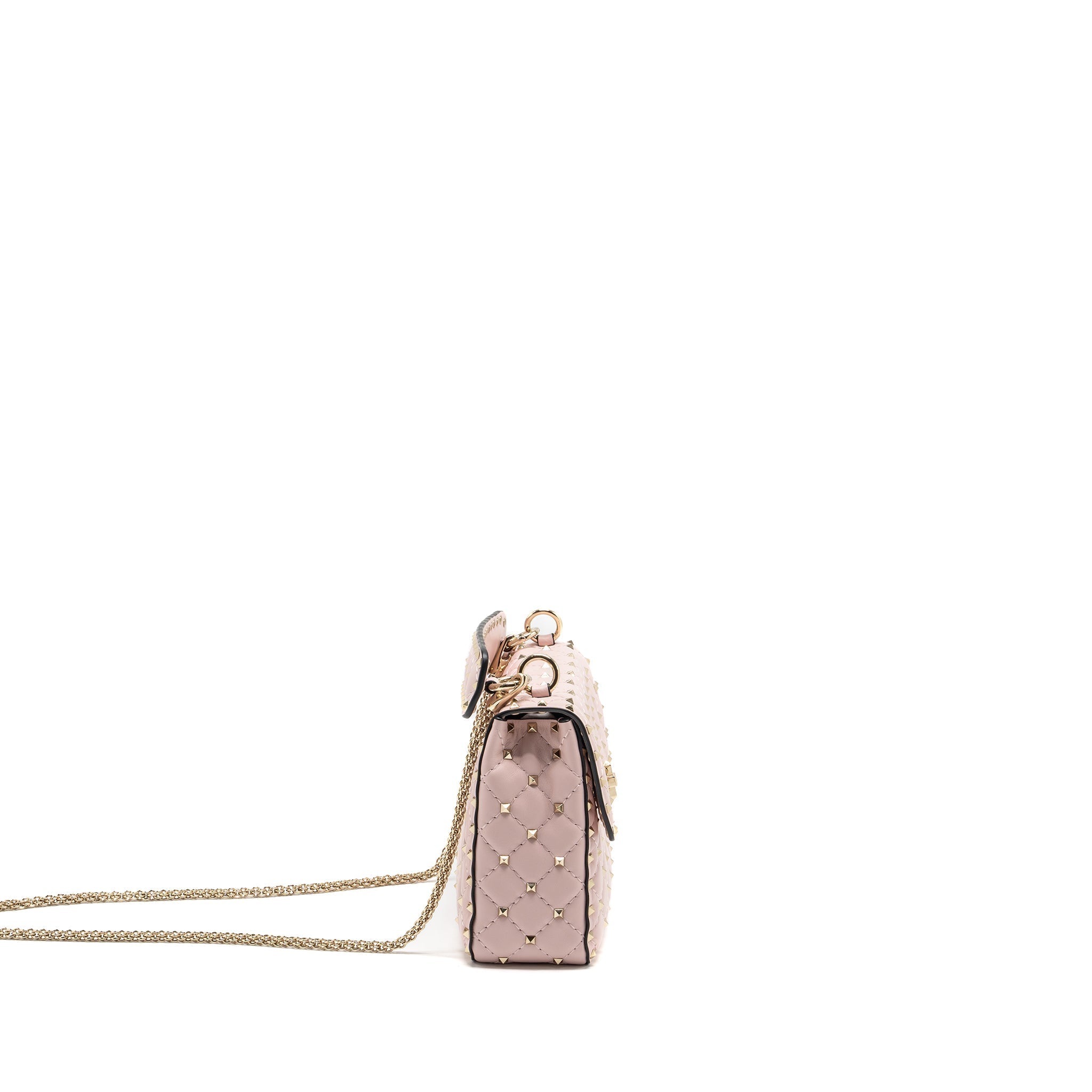 VALENTINO GARAVANI ROCKSTUD SPIKE SHOULDER BAG LEATHER PINK LGHW