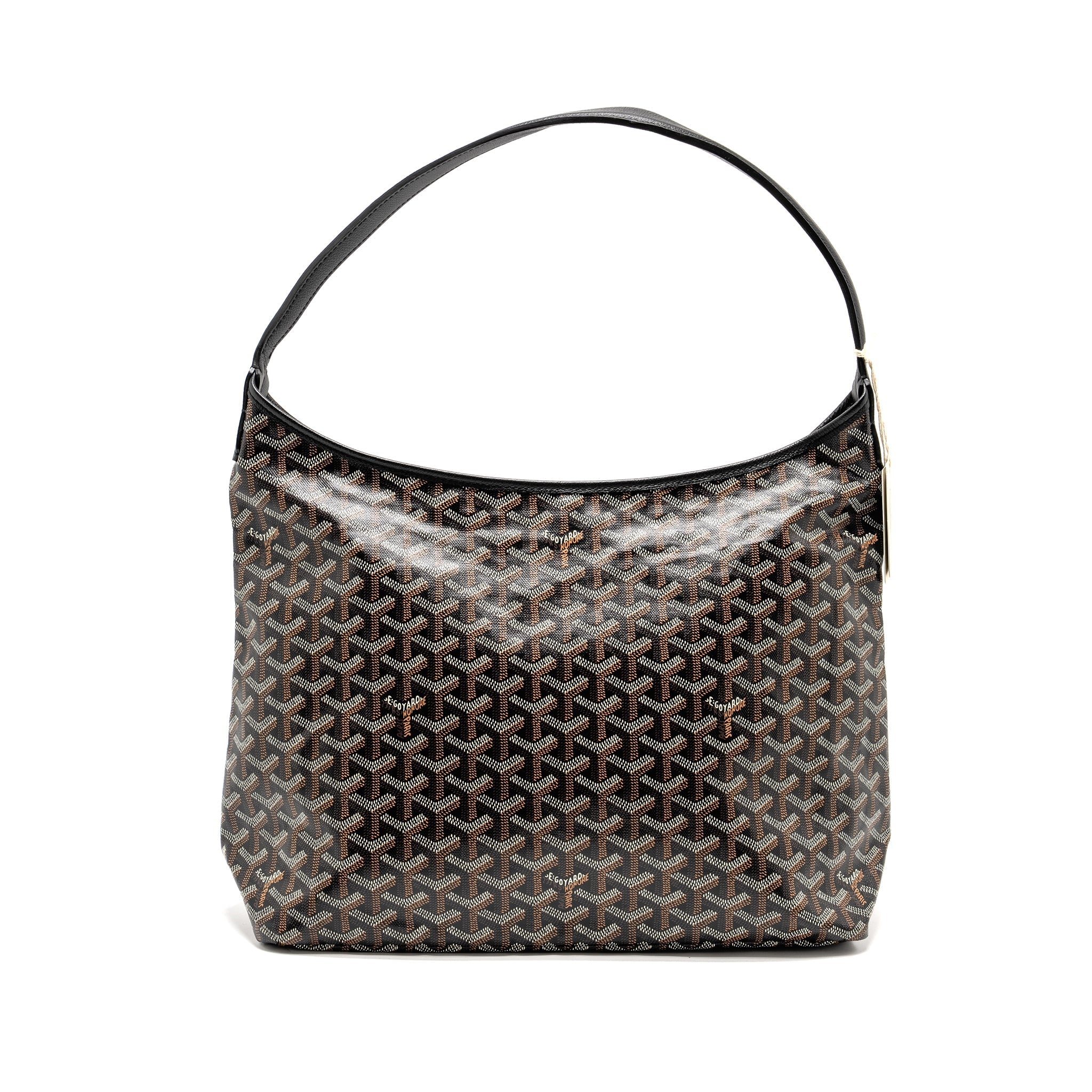 GOYARD BOHEME HOBO BAG GOYARDINE CANVAS/CALFSKIN BLACK SHW
