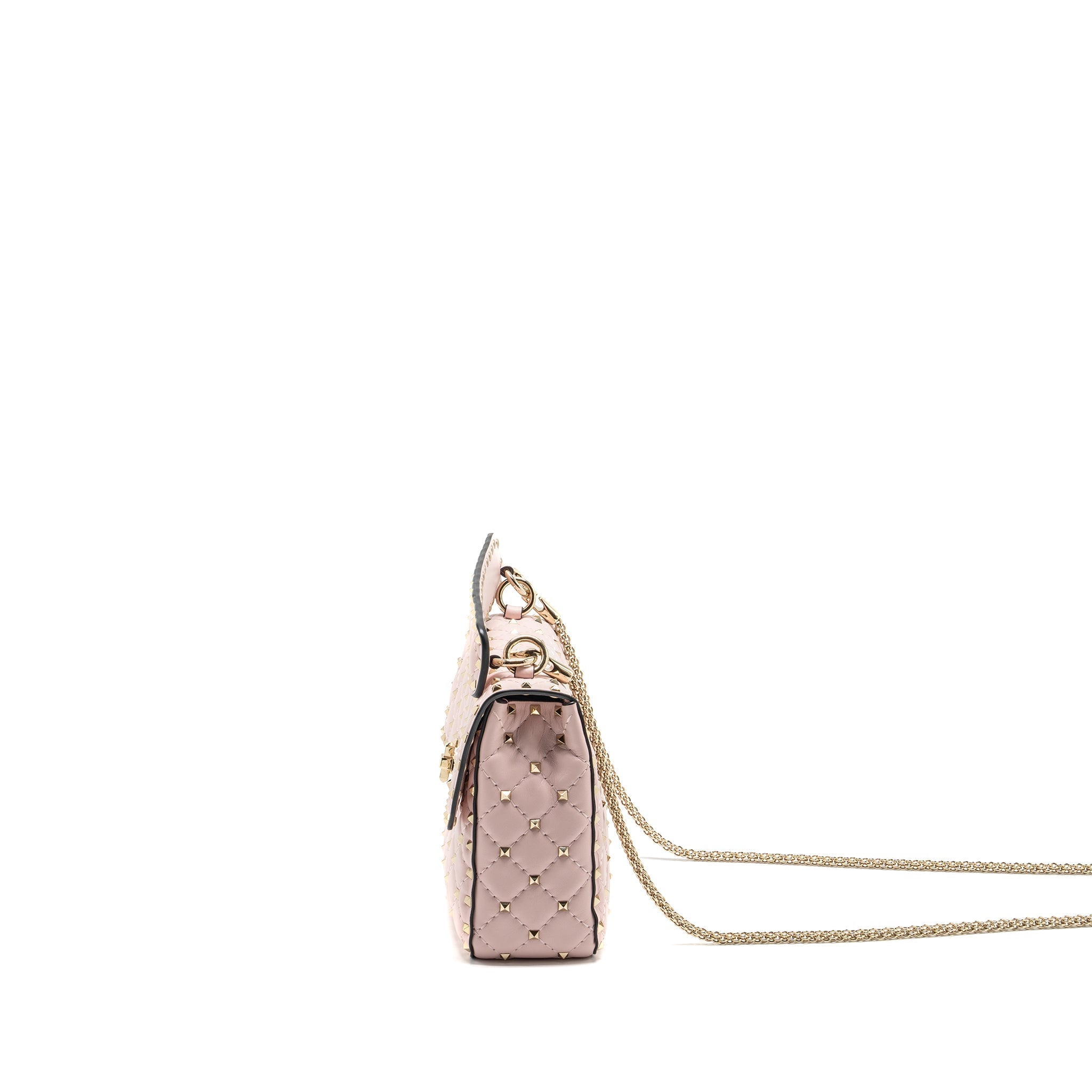 VALENTINO GARAVANI ROCKSTUD SPIKE SHOULDER BAG LEATHER PINK LGHW