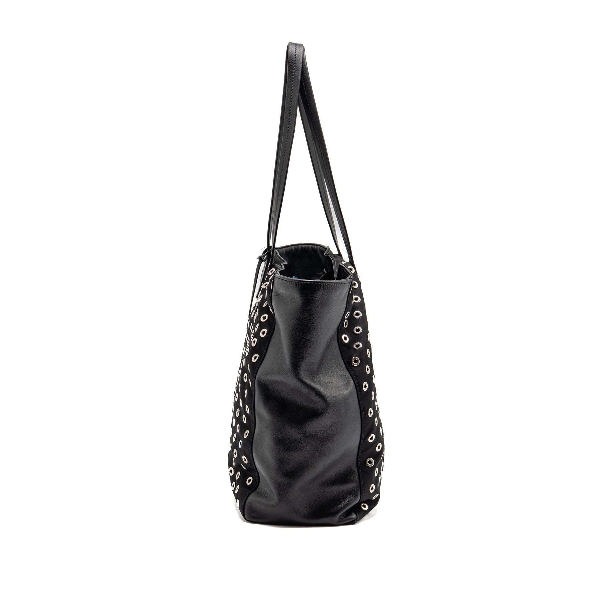 PRADA SHOULDER BAG LAMBSKIN / FABRIC BLACK SHW