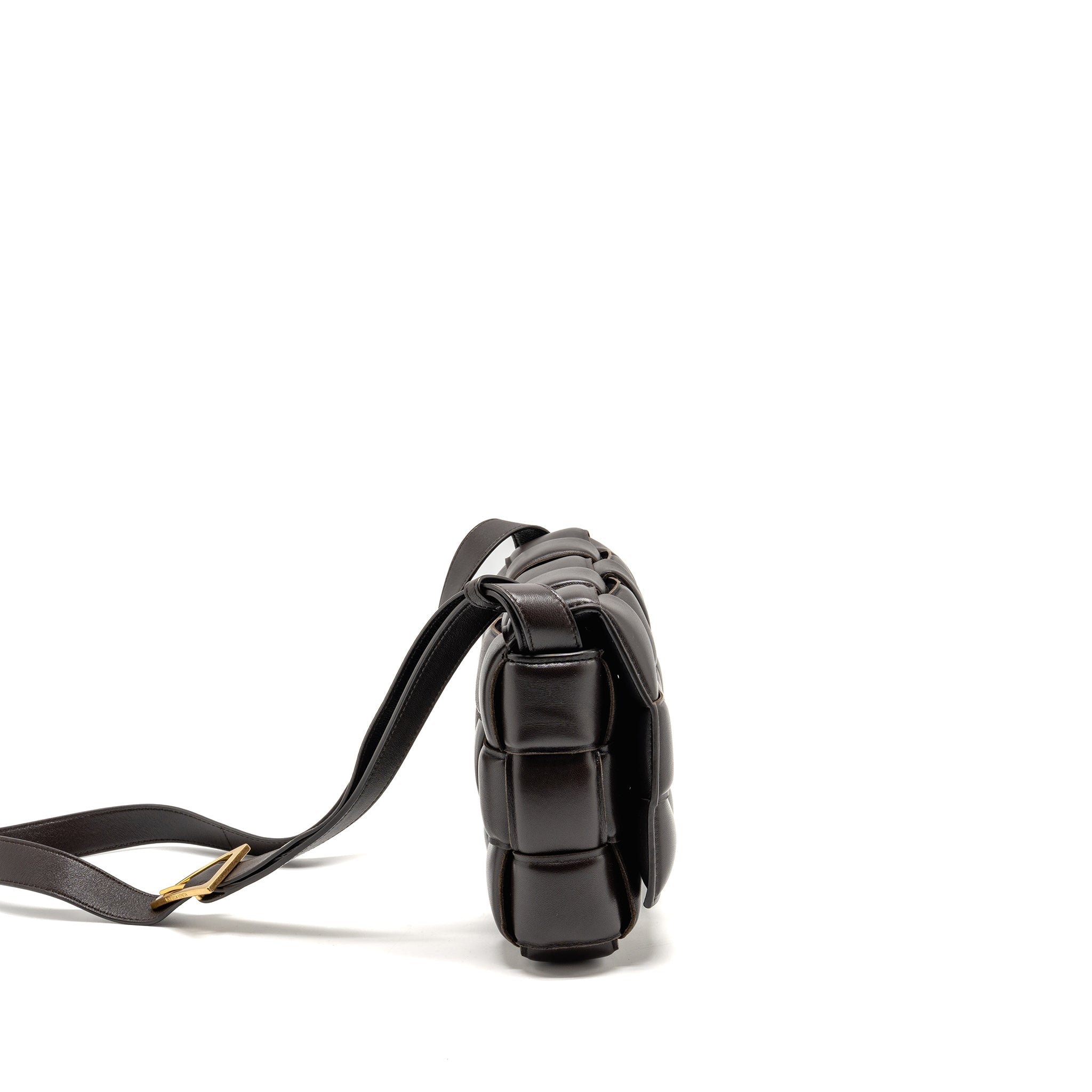 BOTTEGA VENETA PADDED CASSETTE LAMBSKIN BROWN GHW
