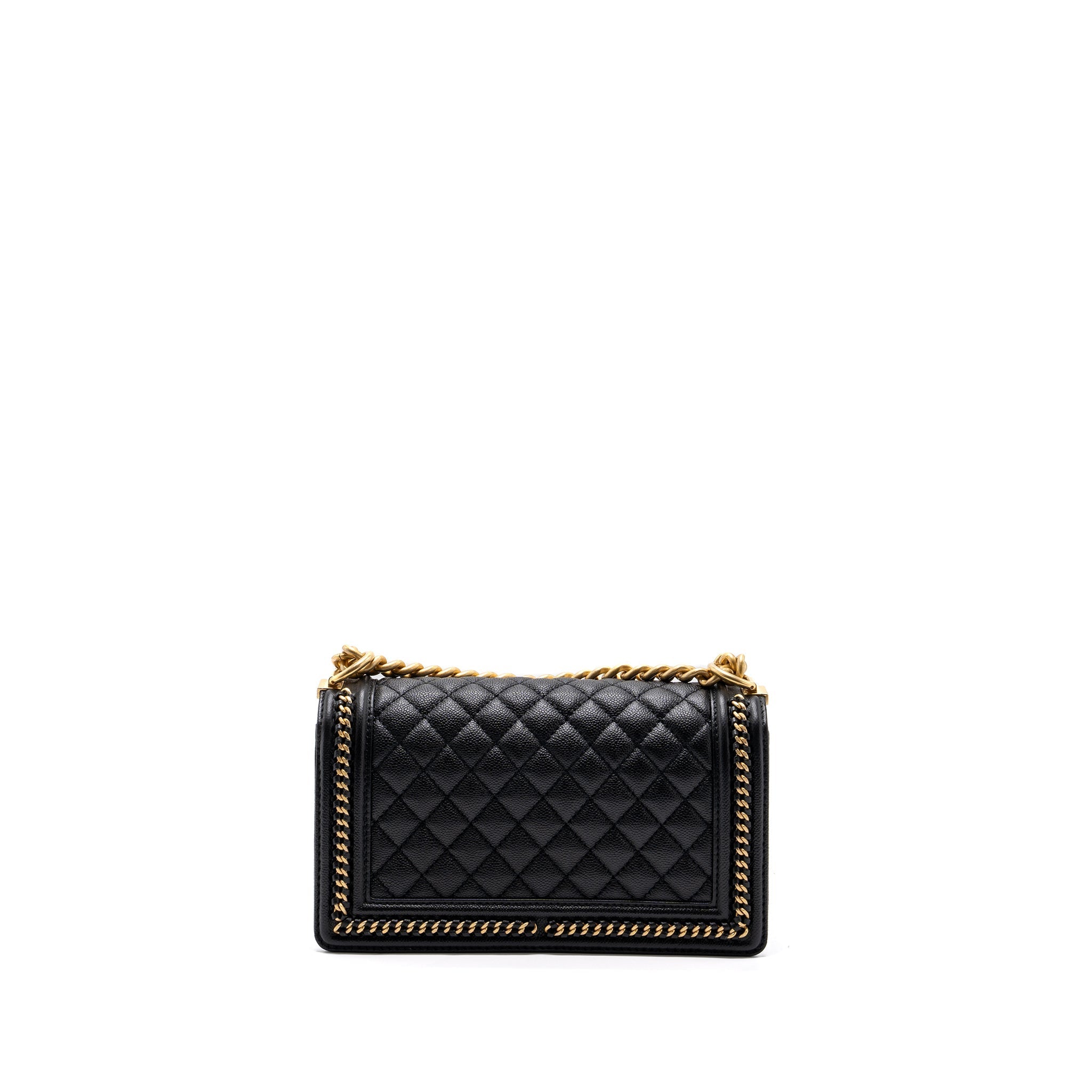 CHANEL MEDIUM BOY BAG LIMITED EDITION CAVIAR BLACK GHW (MICROCHIP)