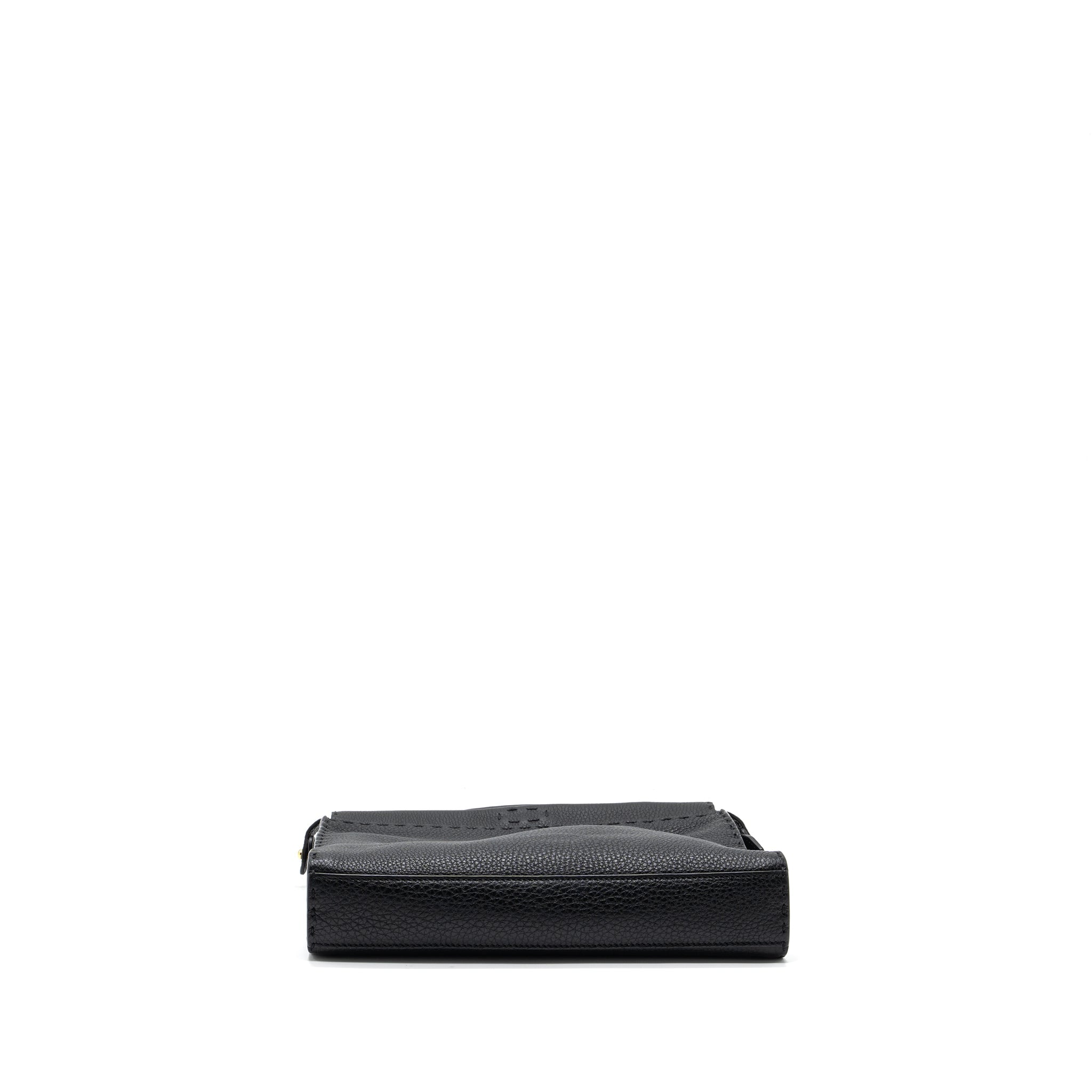 FENDI PEEKABOO FIT MINI SELLERIA BAG WITH TOPSTICHING LEATHER BLACK GHW