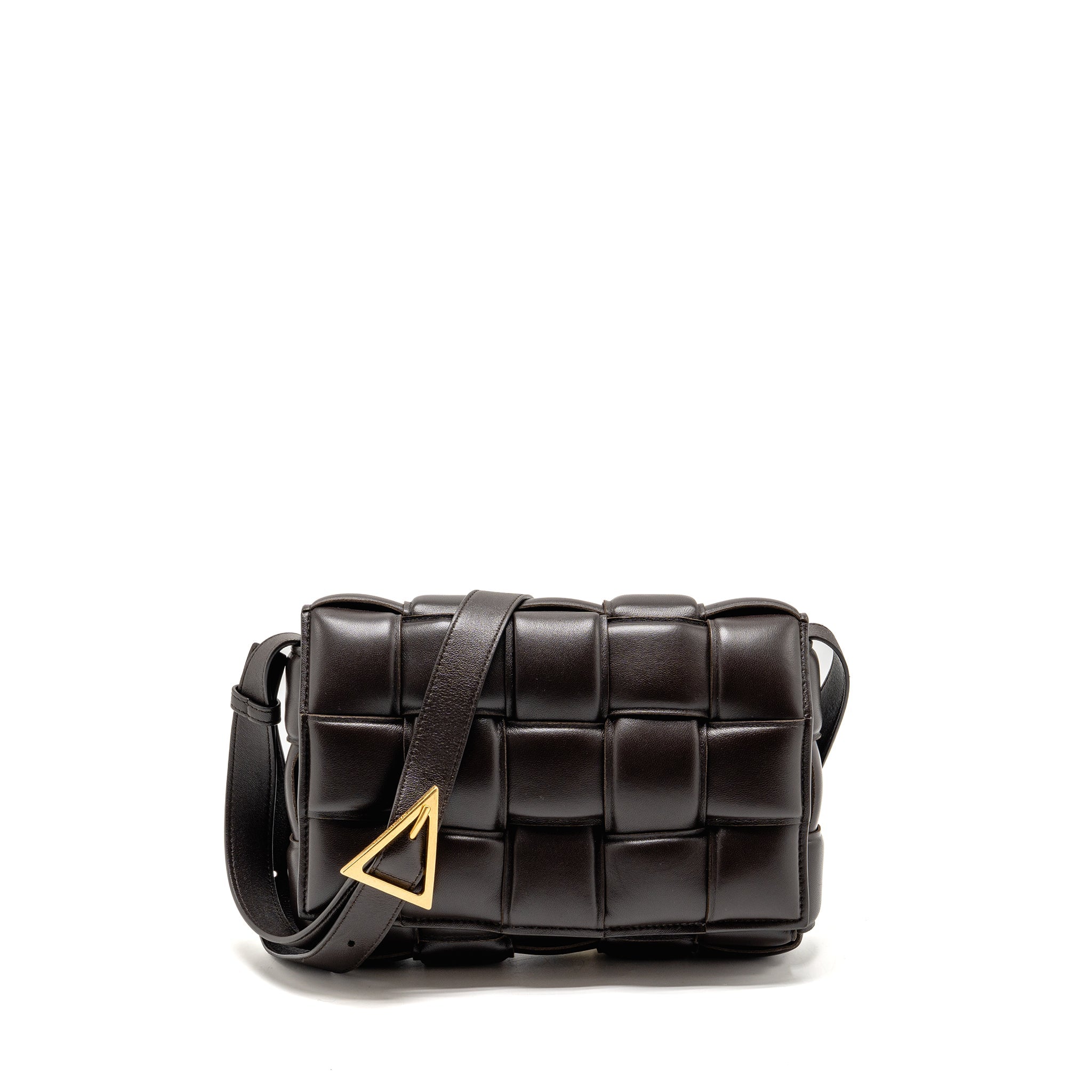 BOTTEGA VENETA PADDED CASSETTE LAMBSKIN BROWN GHW