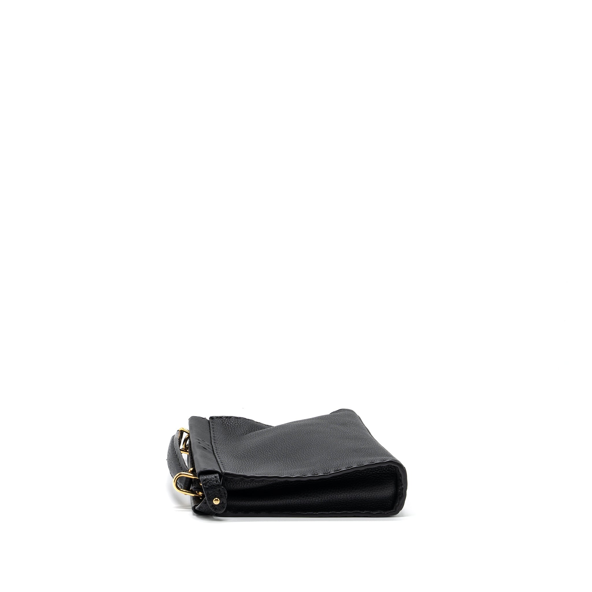 FENDI PEEKABOO FIT MINI SELLERIA BAG WITH TOPSTICHING LEATHER BLACK GHW
