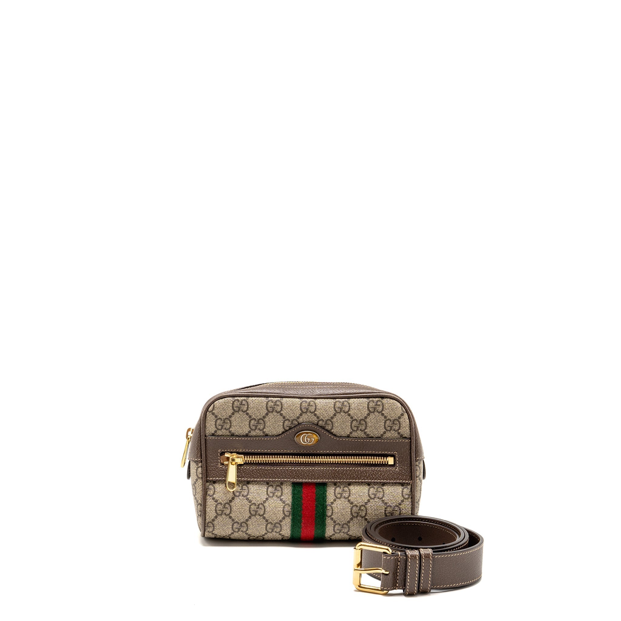 GUCCI SIZE 85 OPHIDIA SMALL BELT BAG GG SUPREME CANVAS GHW