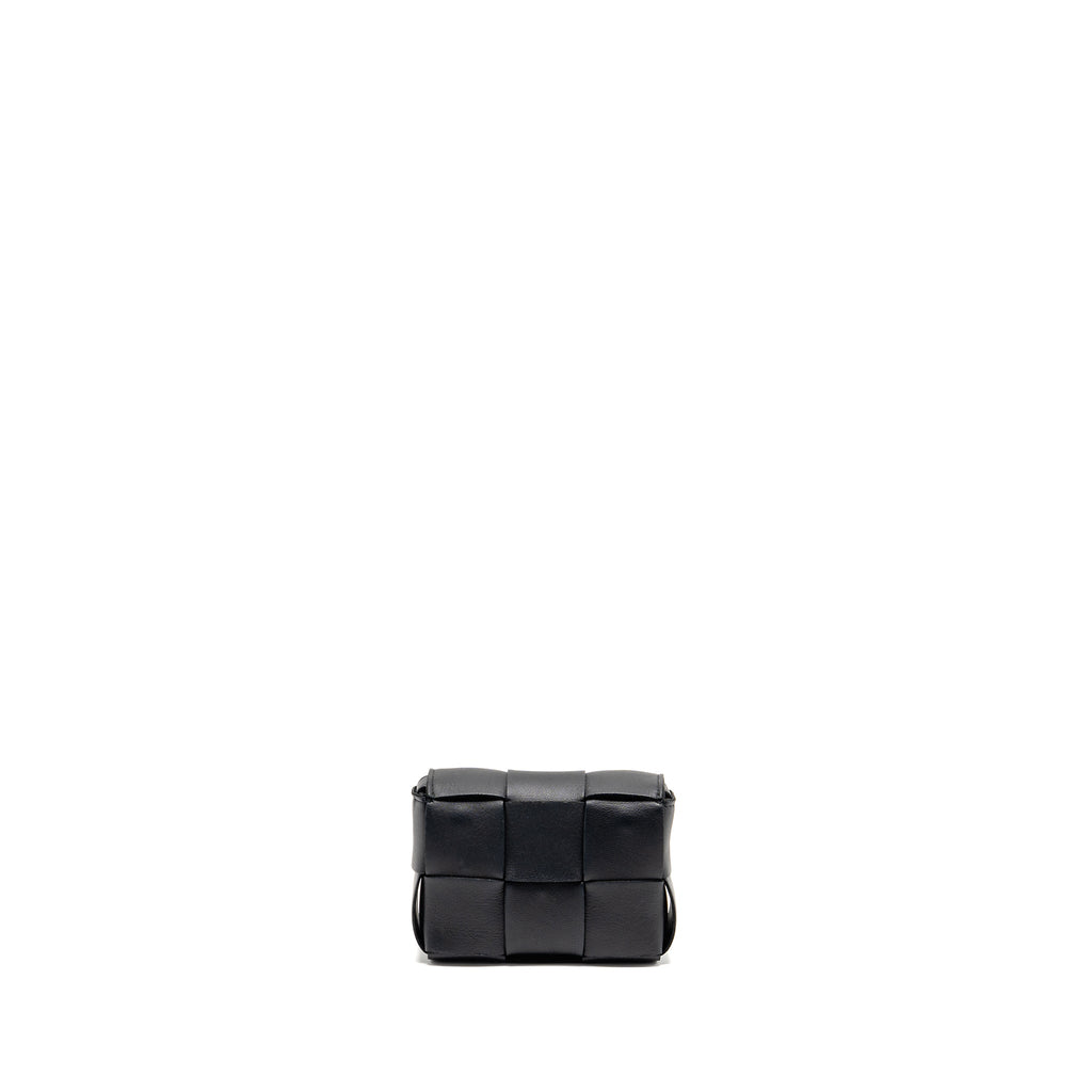 BOTTEGA VENETA INTRECCIO CASSETTE MINI BAG LAMBSKIN BLACK GHW