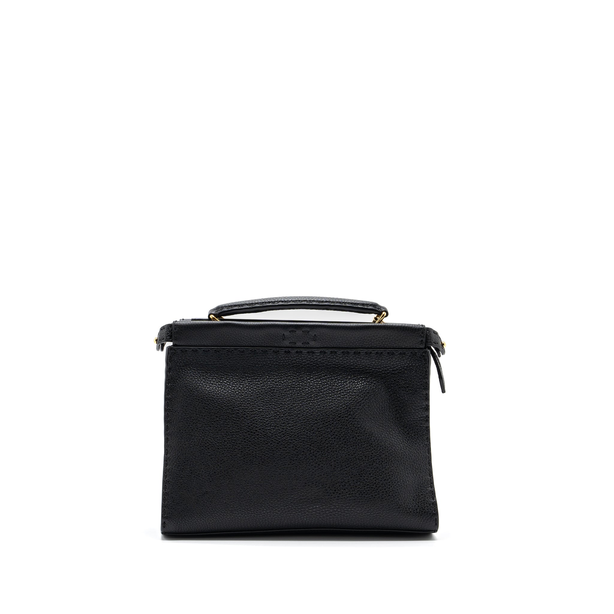 FENDI PEEKABOO FIT MINI SELLERIA BAG WITH TOPSTICHING LEATHER BLACK GHW