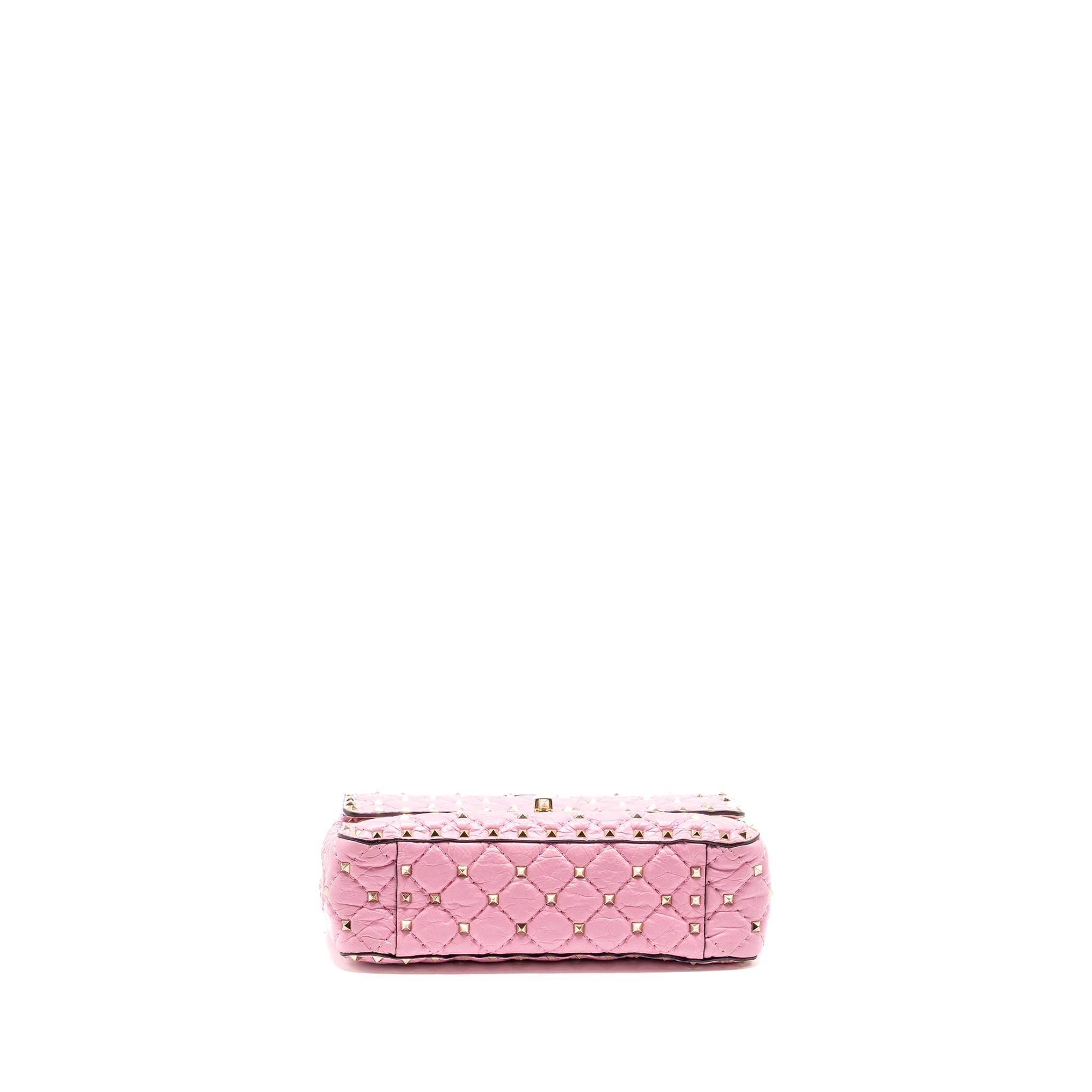 VALENTINO MEDIUM ROCKSTUD SPIKE BAG LEATHER PINK GHW
