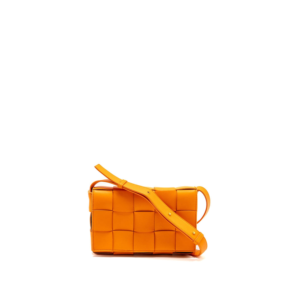 BOTTEGA VENETA SMALL CASSETTE BAG LAMBSKIN ORANGE GHW