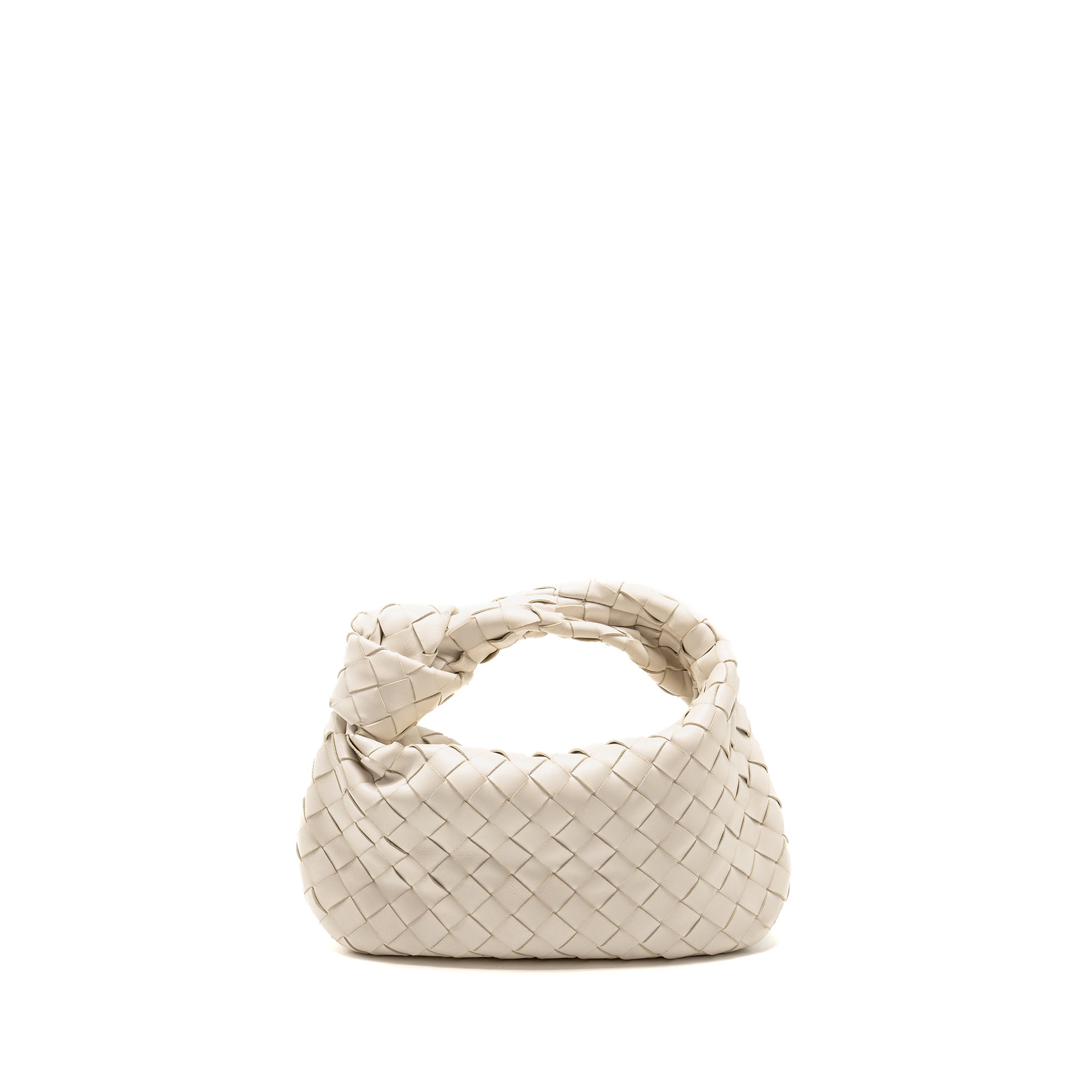 BOTTEGA VENETA MINI JODIE LAMBSKIN WHITE GHW