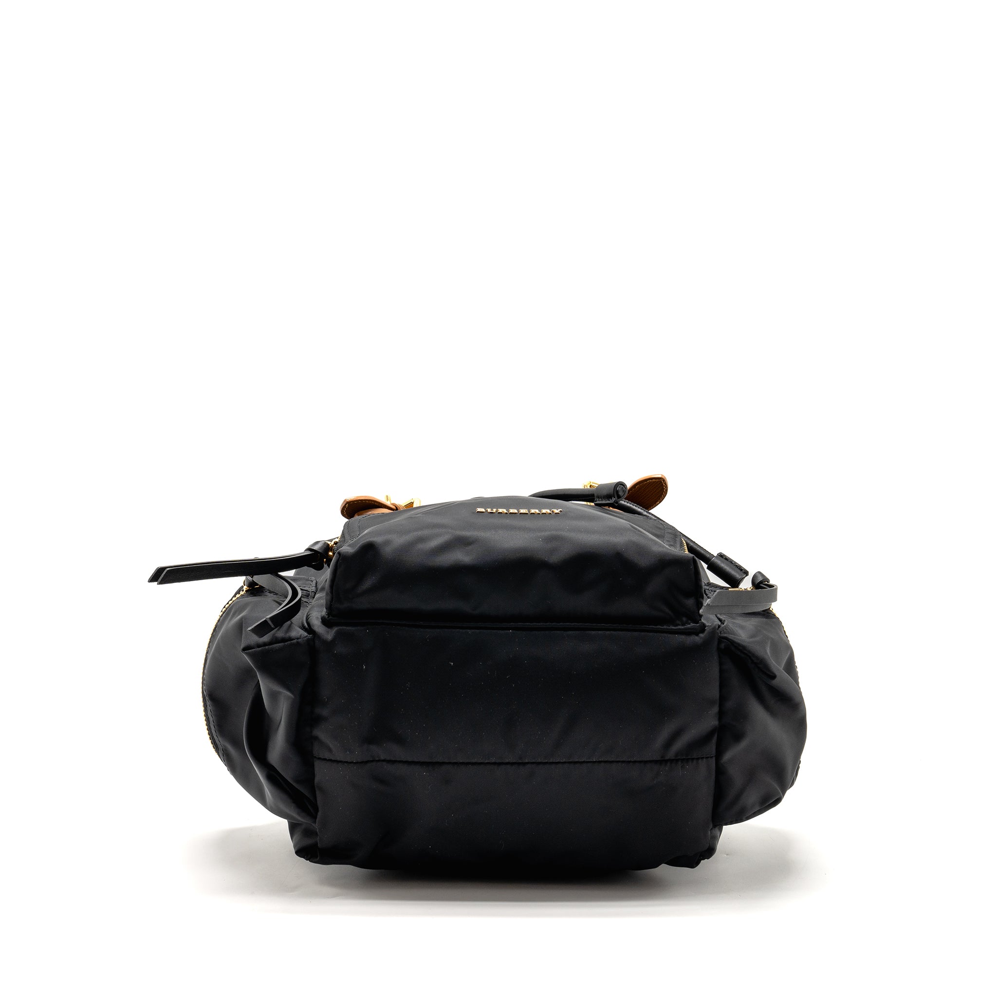 BURBERRY MEDIUM RUCKSACK BACKPACK NYLON BLACK/CARAMEL GHW