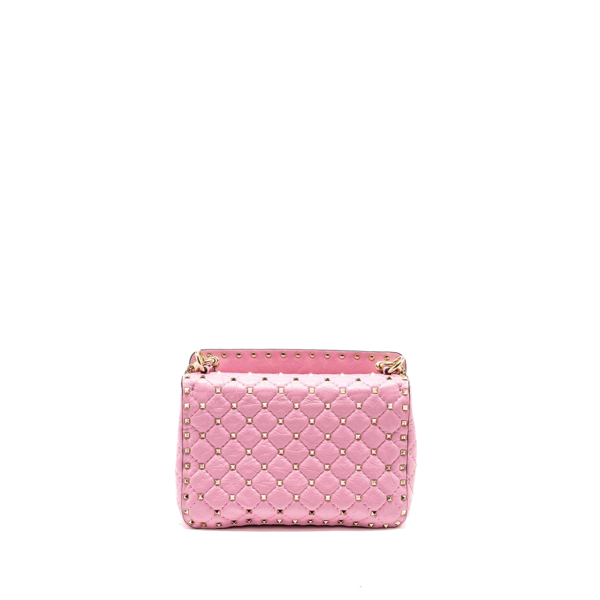 VALENTINO MEDIUM ROCKSTUD SPIKE BAG LEATHER PINK GHW
