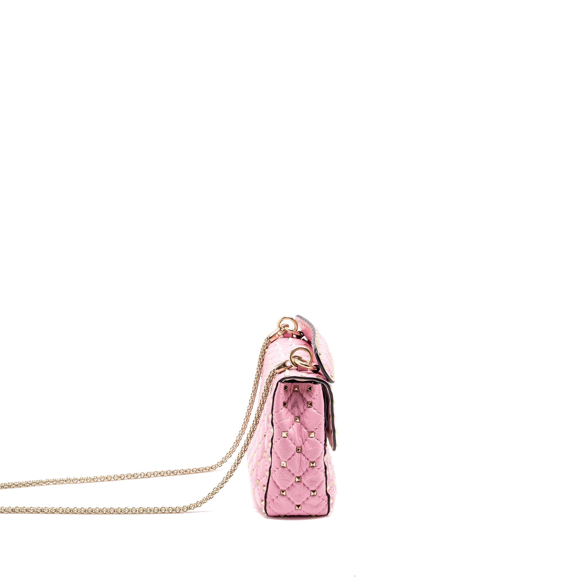VALENTINO MEDIUM ROCKSTUD SPIKE BAG LEATHER PINK GHW