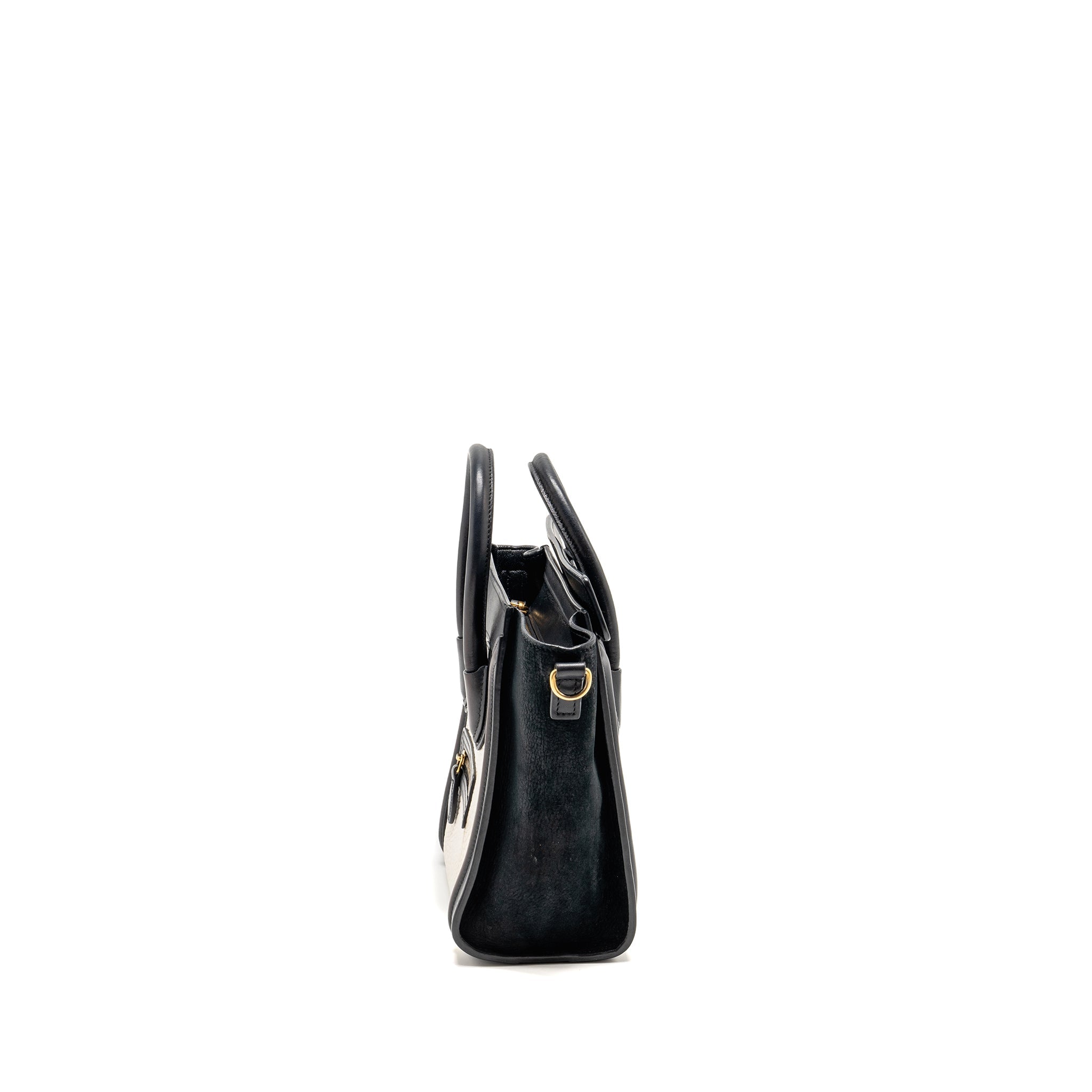 CELINE NANO LUGGAGE BAG CALFSKIN BLACK / WHITE GHW