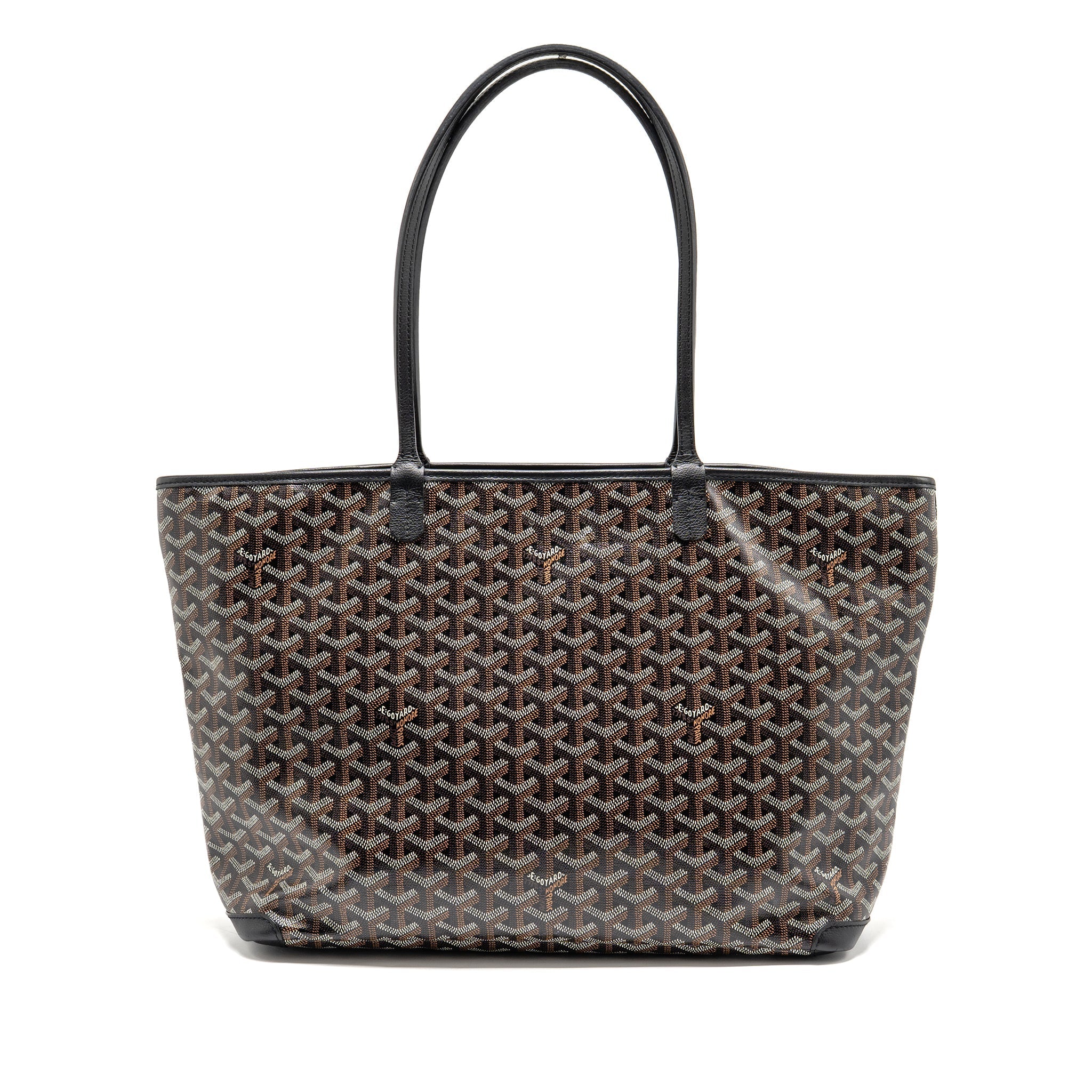 GOYARD ARTOIS MM TOTE BAG GOYARDINE CANVAS/CALFSKIN BLACK SHW