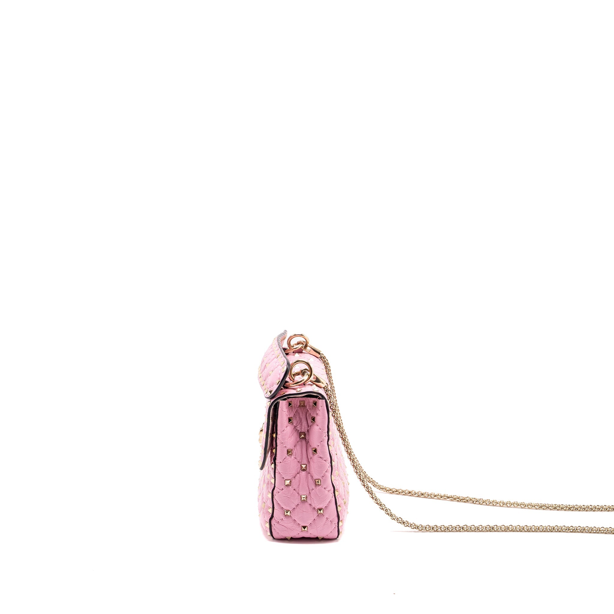 VALENTINO MEDIUM ROCKSTUD SPIKE BAG LEATHER PINK GHW