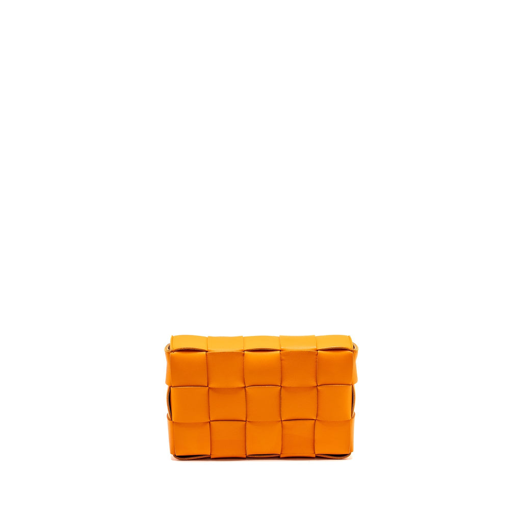 BOTTEGA VENETA SMALL CASSETTE BAG LAMBSKIN ORANGE GHW