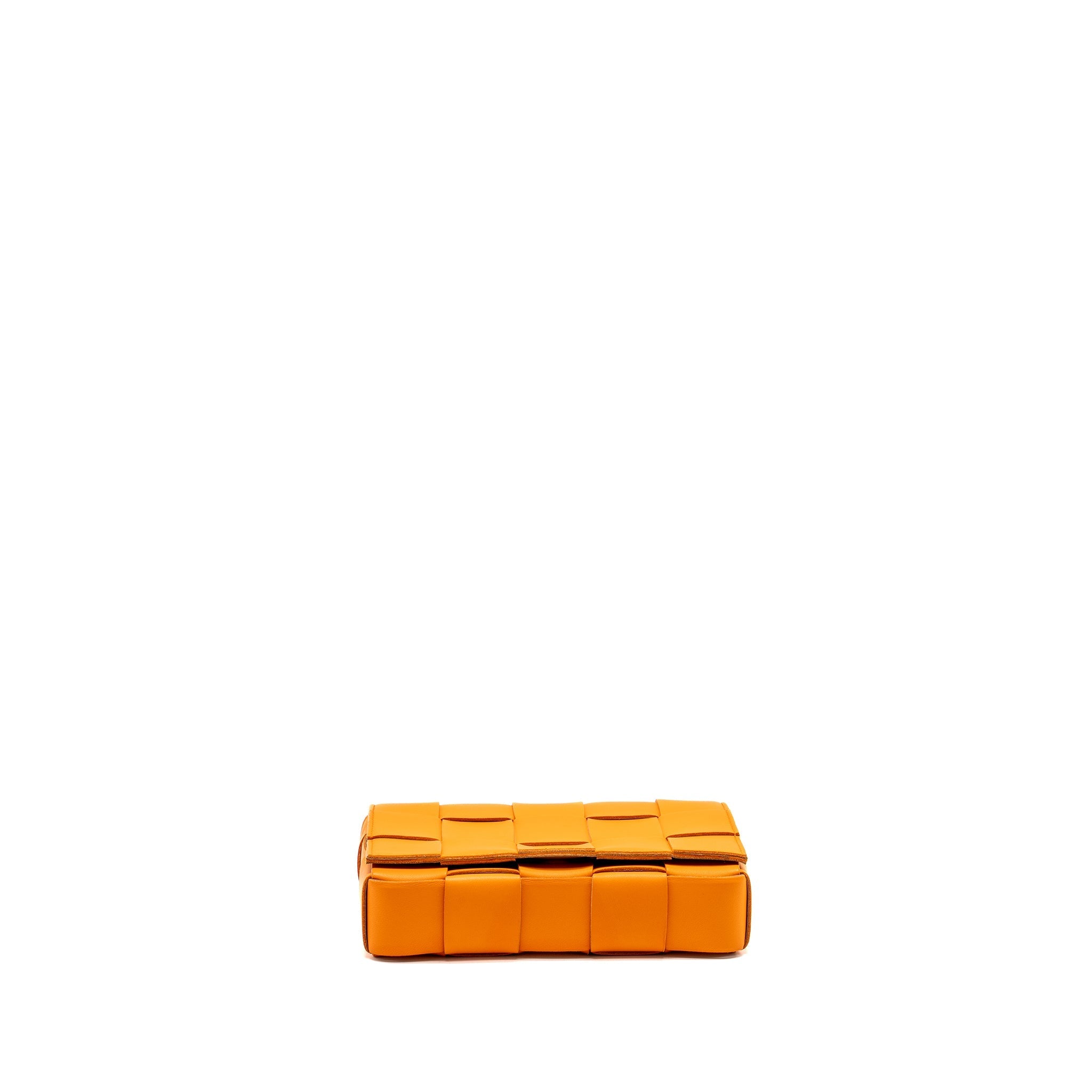 BOTTEGA VENETA SMALL CASSETTE BAG LAMBSKIN ORANGE GHW