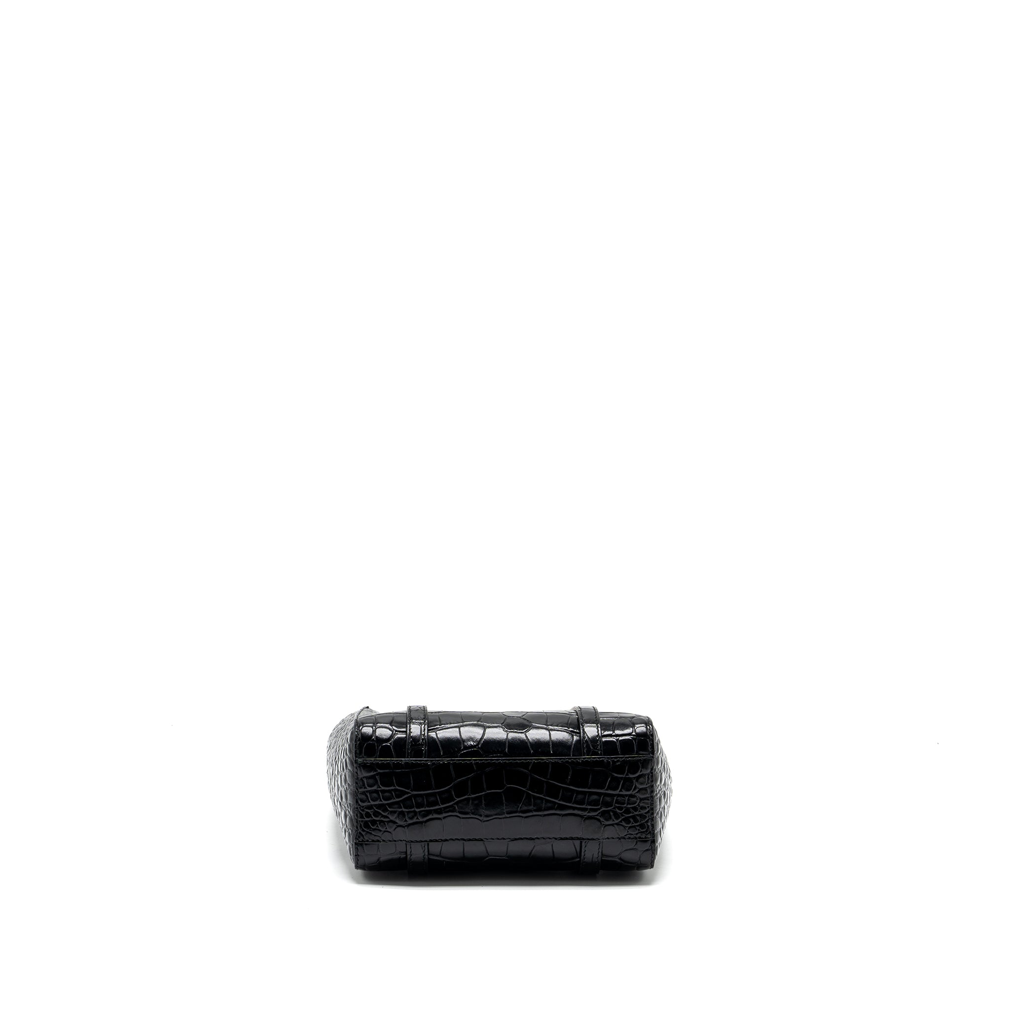 BALENCIAGA XXS EVERYDAY TOTE BAG CROC-EMBOSSED CALFSKIN BLACK SHW